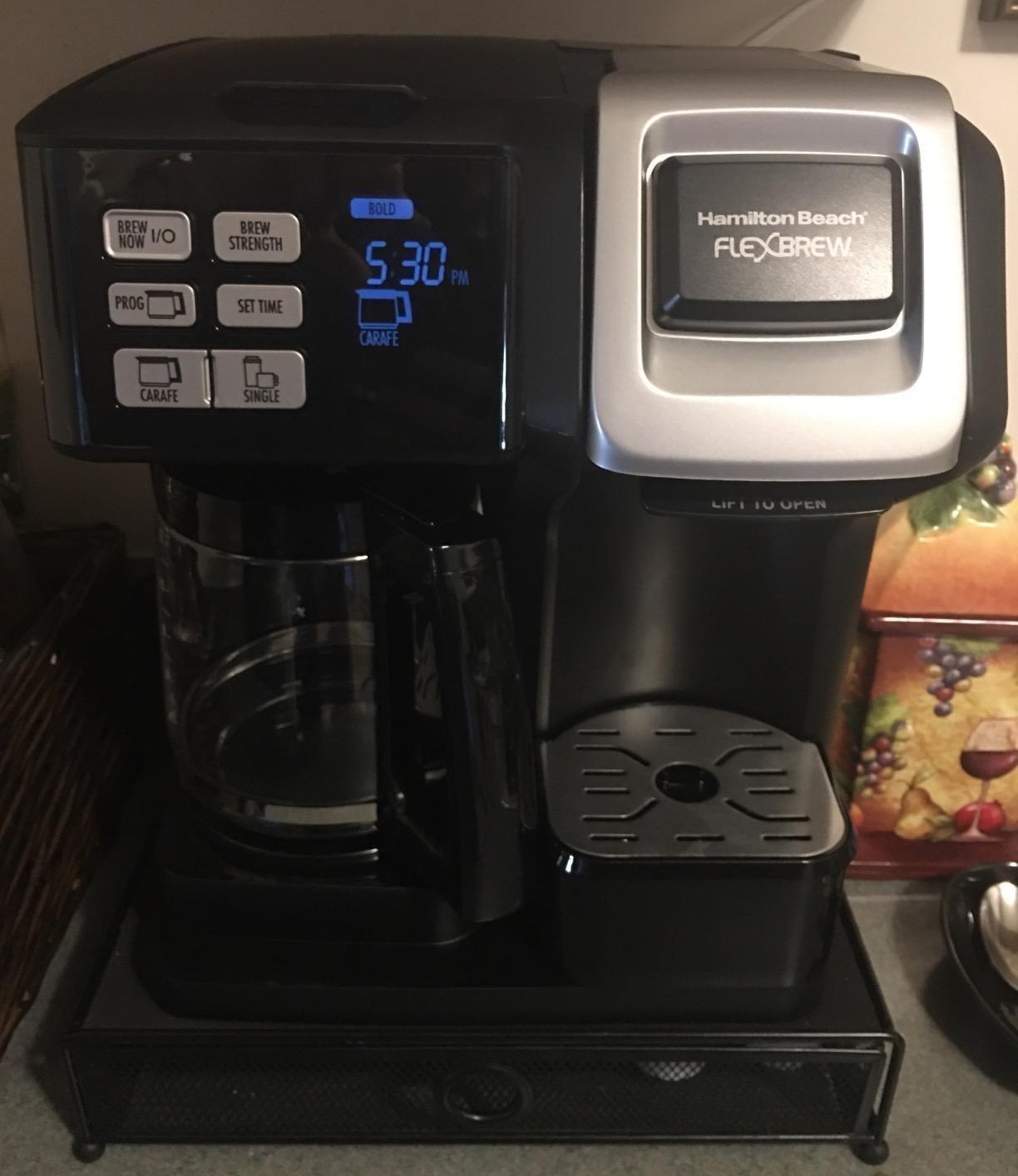 Hamilton Beach FlexBrew Trio 2-Way Drip & Single Serve Coffee Maker | Single Serve Coffee Maker & 12 Cup Coffee Maker | Compatible With K-Cups, Pods or Grounds | Fast Brewing | Black | 49902JN customer photo 1