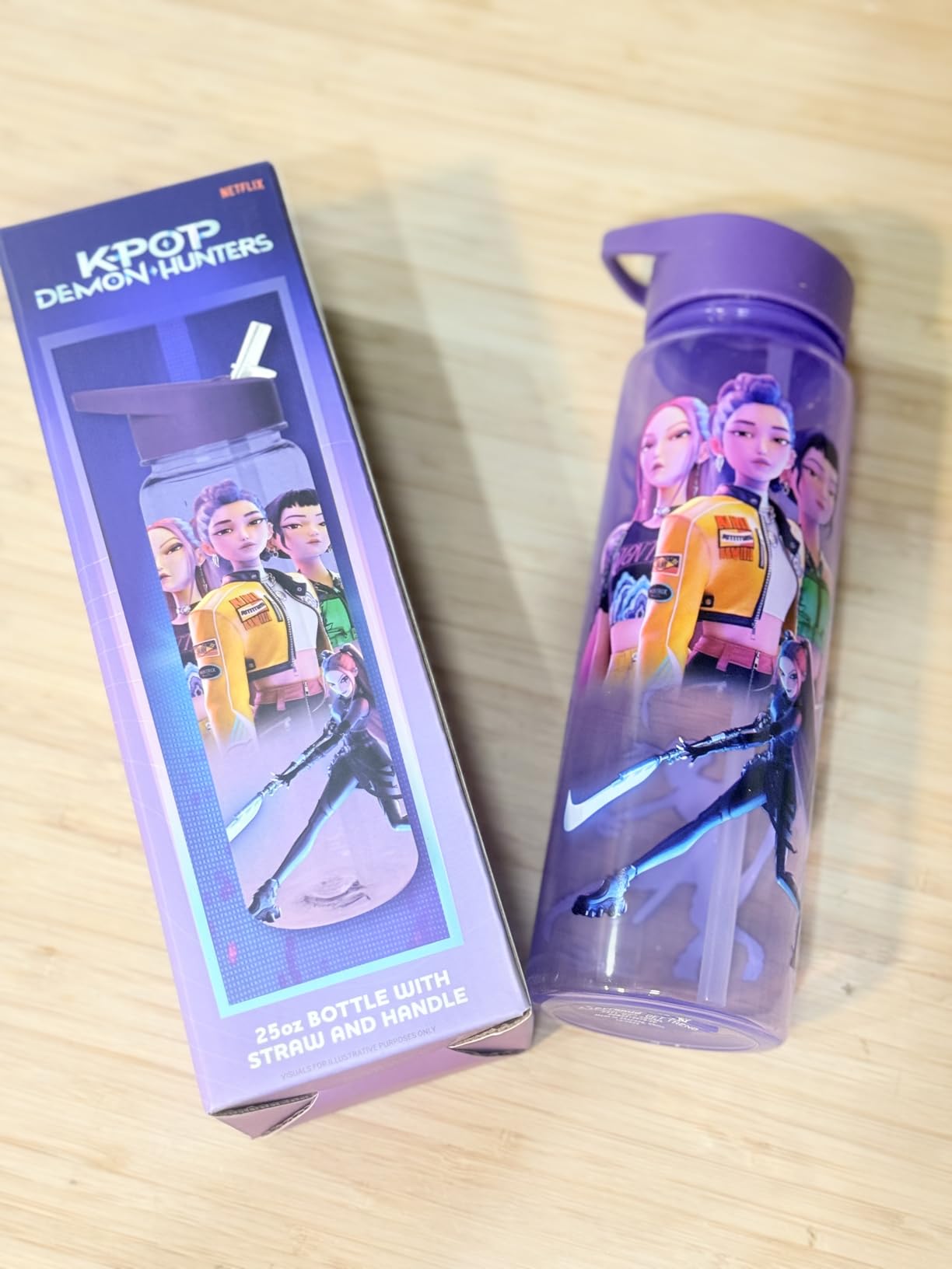 KPop Demon Hunters Officially Licensed Huntrix Water Bottle for Girls, 25oz Leak Proof with Straw Lid, Gifts for Girls customer photo 2