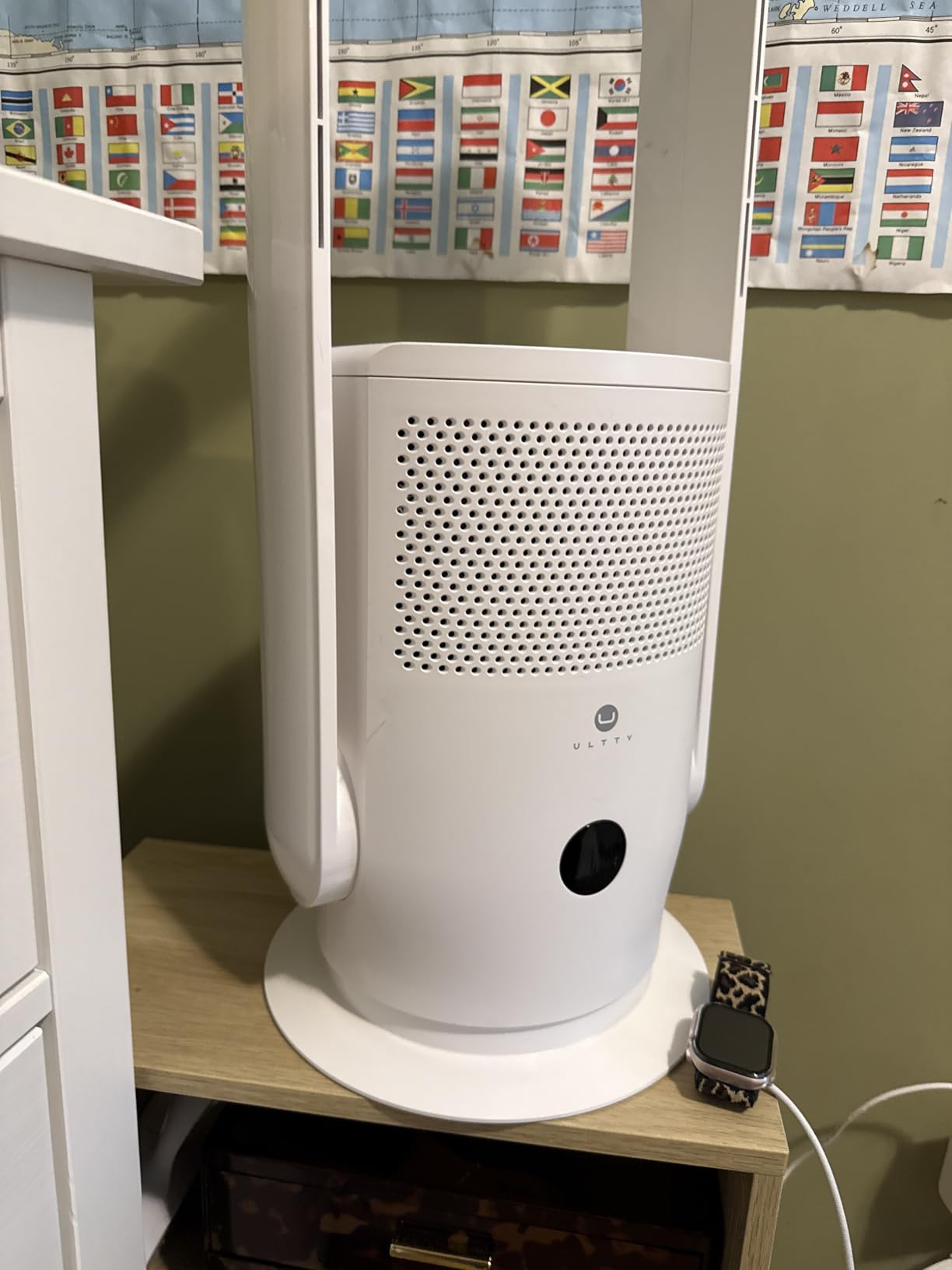 U ULTTY Bladeless Tower Fan and Air Purifier in one, Quiet Tower Fan with Remote, Touch, 9 Speeds, 8H Timer, HEPA Filter 99.97%, 90° Oscillation Fans, Floor Fans Powerful for Home Office Room, Black customer photo 1
