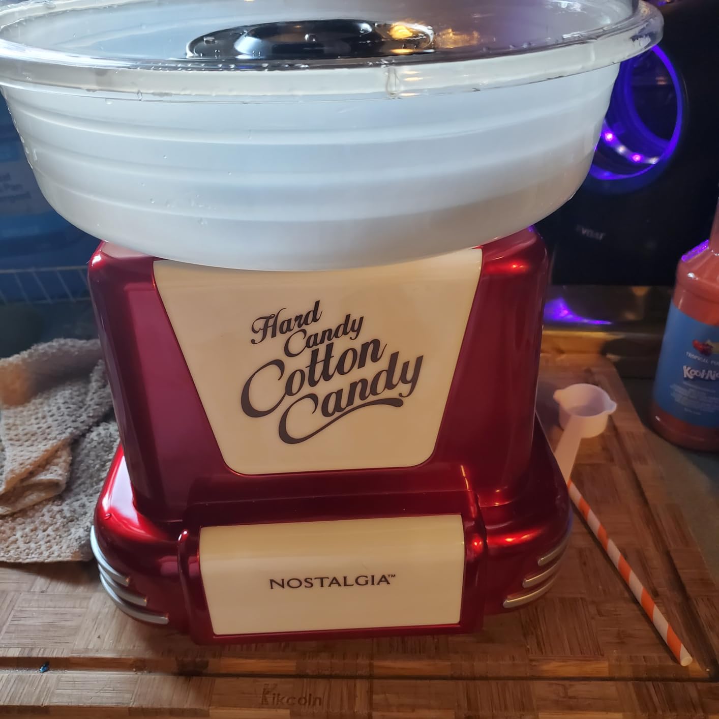 Nostalgia Countertop Cotton Candy Machine - Use Normal or Sugar-Free Candy or Flossing Sugar - Includes 2 Reusable Cones and Measuring Scoop - Pink customer photo 1