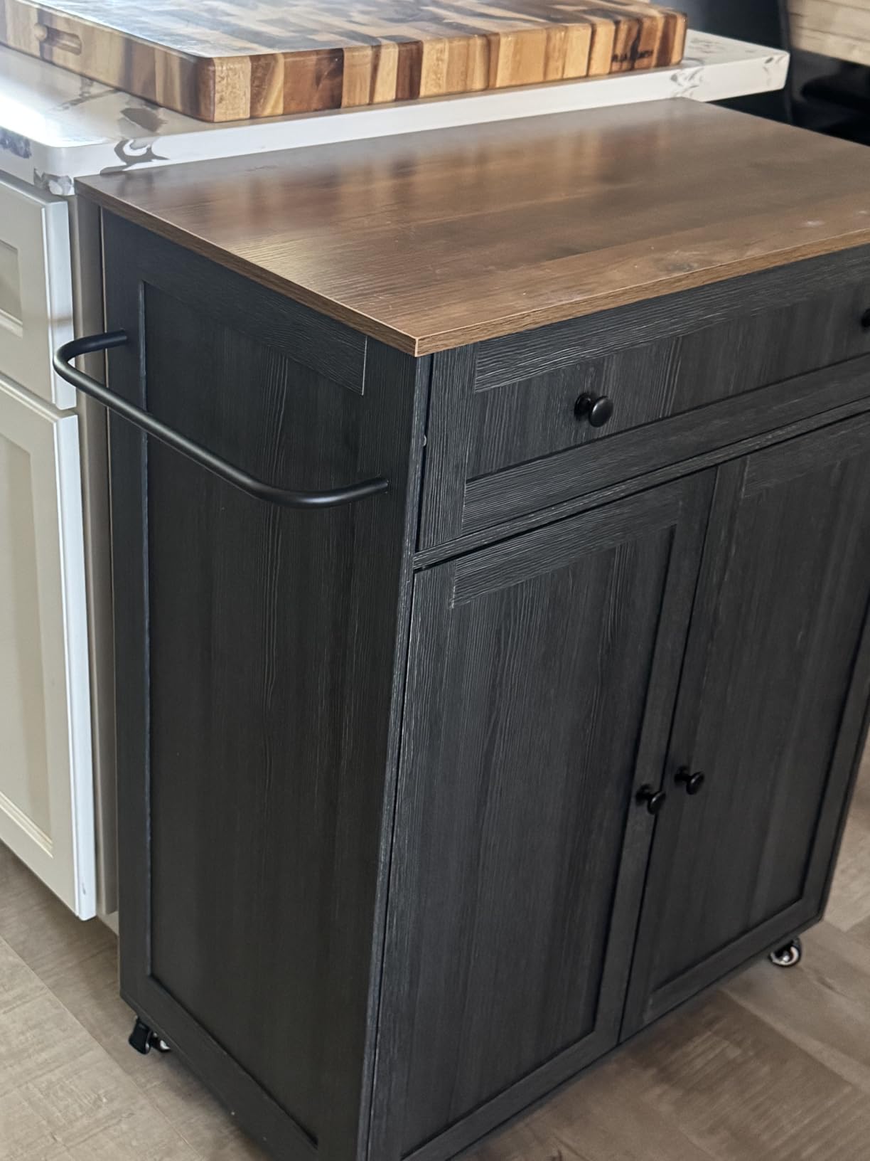 VASAGLE Mobile Kitchen Wooden Island Cart with Storage for Dining Room customer photo 2