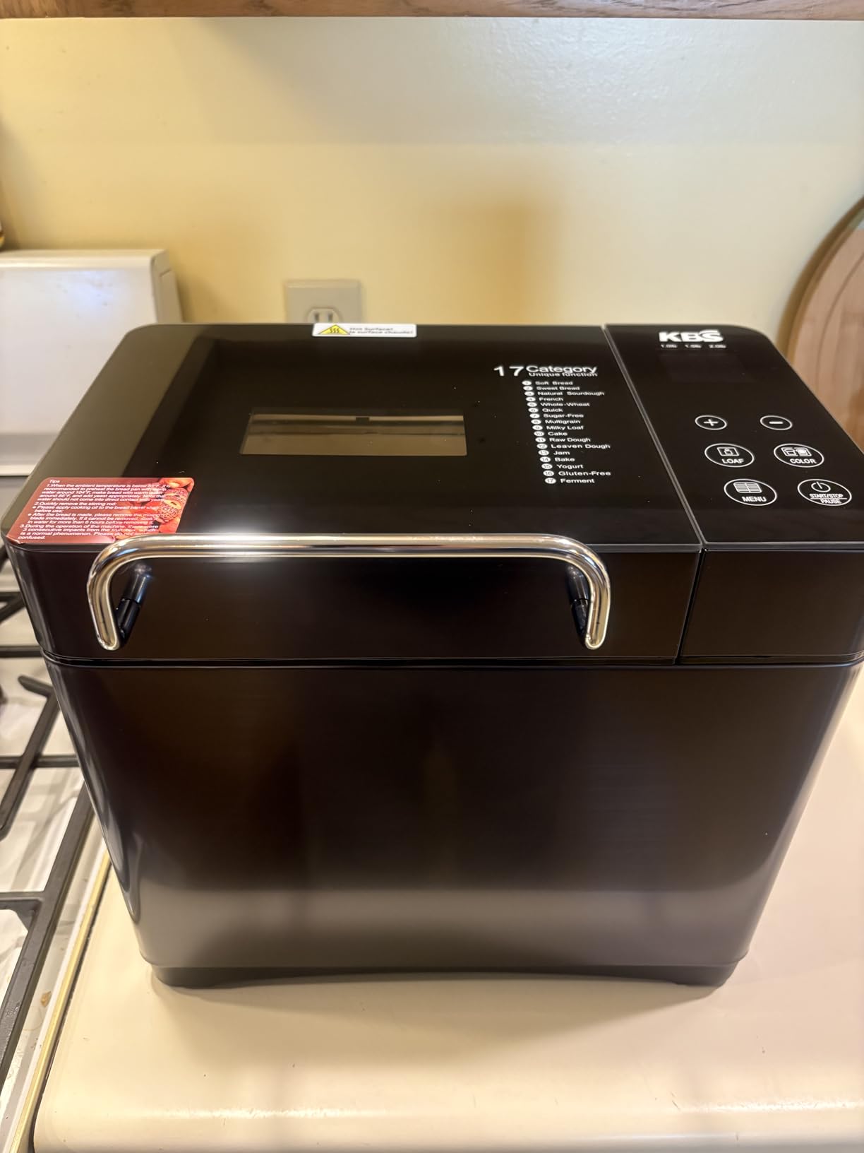 KBS 20-IN-1 Bread Maker with Custom Program, 650W Bread Machine with Nonstick Ceramic Pan & Stainless Steel Paddle, 2.2LB Bread Maker Machine, Polish Bread, Gluten-Free, Touch Panel,15H Timer,3 Colors customer photo 1