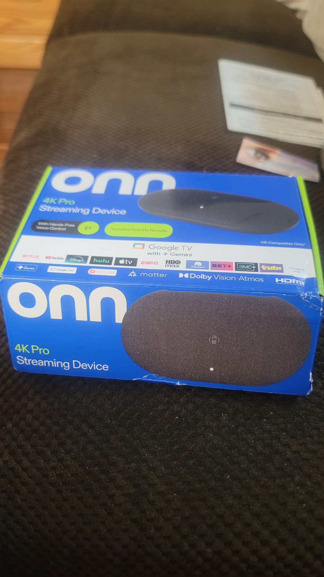 onn 4K Pro Streaming Device, Google TV with Gemini* - Ultra-Fast Streaming, Stunning 4K UHD, 32GB Storage, 3GB RAM, Dolby Vision & Atmos, Find My Remote with Backlight, Ethernet Port customer photo 1