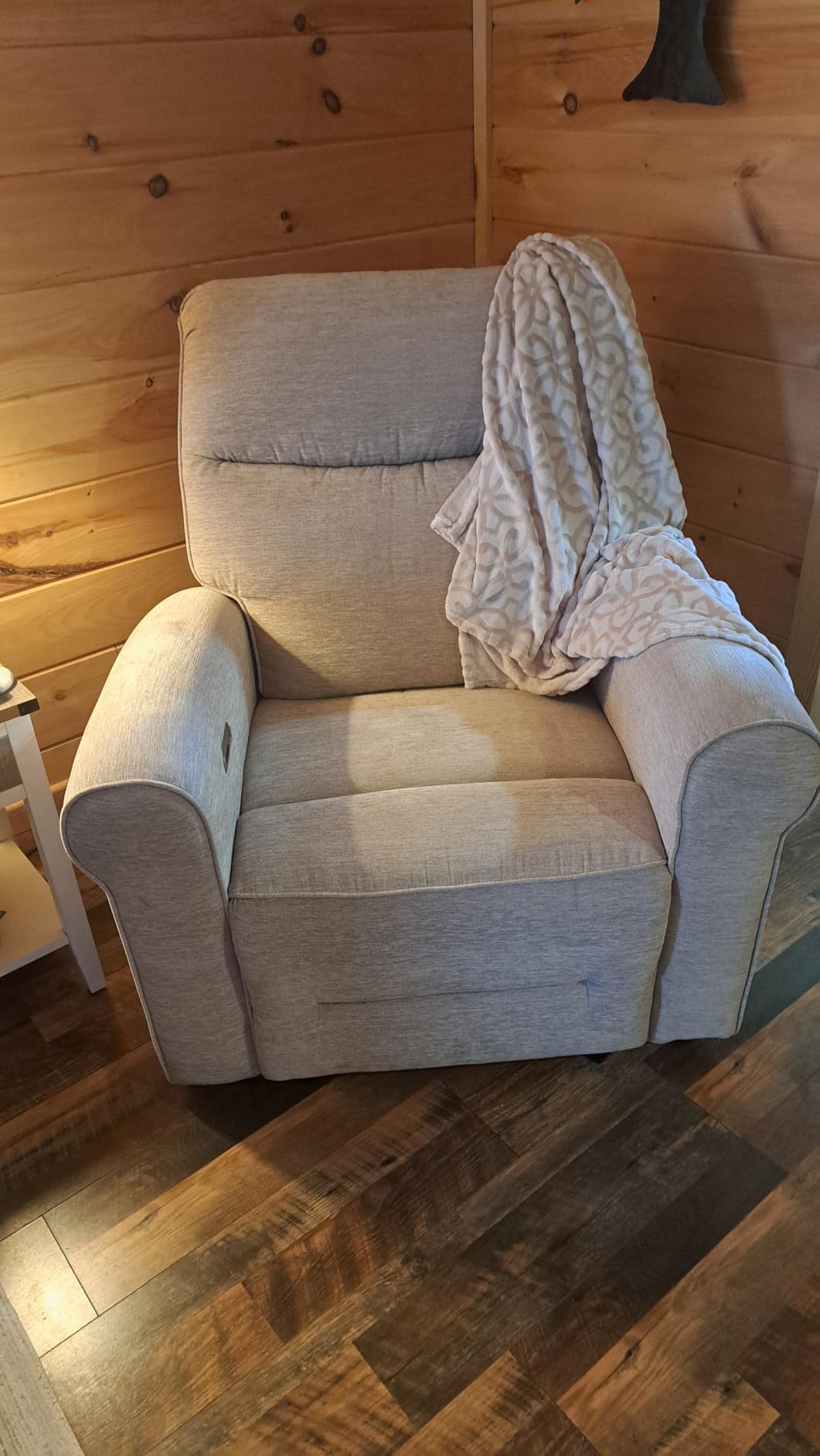 MCombo Compact Wall Hugger Power Recliner Chair for Small Spaces PR520, 1 inch Wall Clearance, Pet-friendly Fabric (Beige), USB/Type-C Ports, Rolled Arm, Easy Tool-Free Assembly customer photo 1