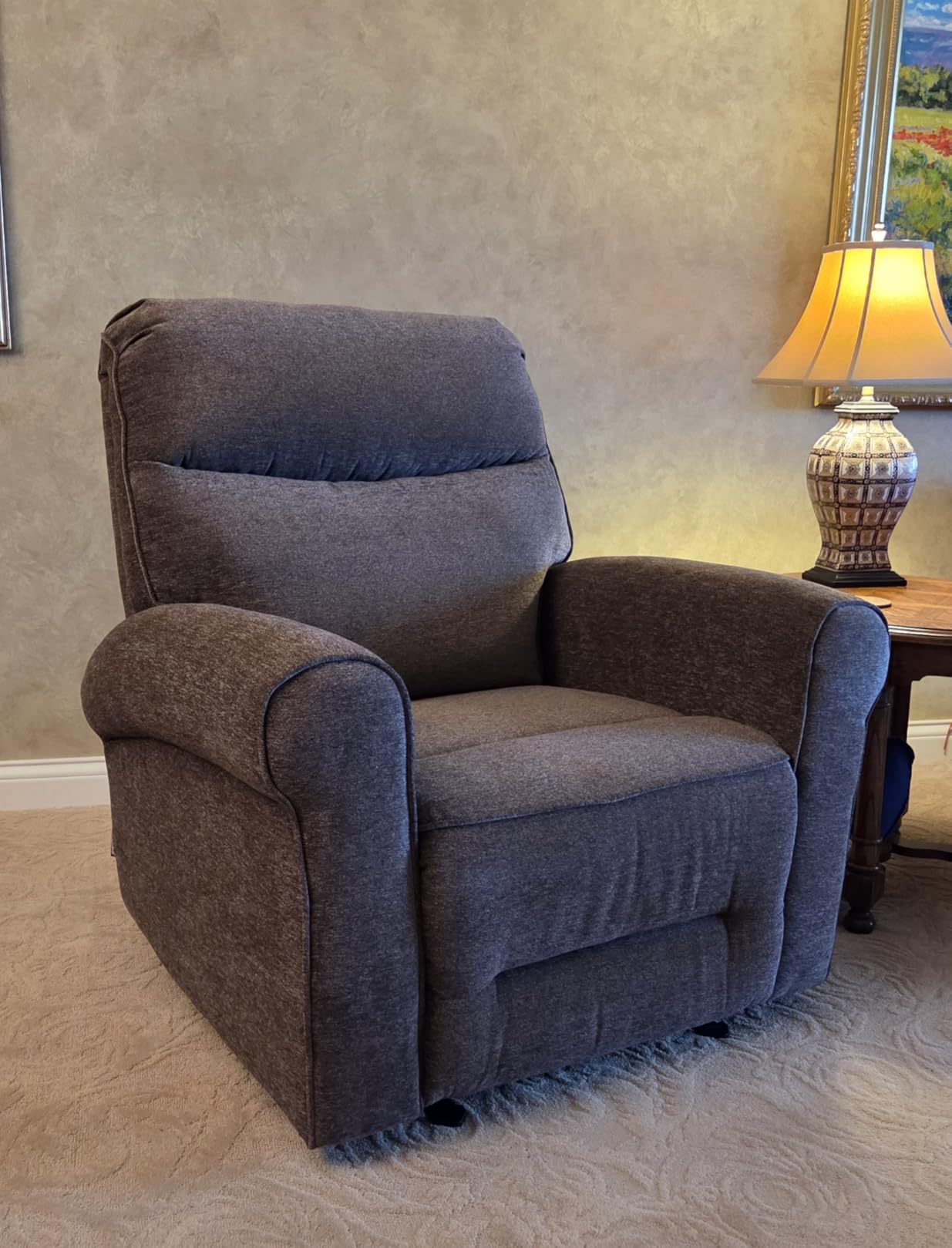 MCombo Compact Wall Hugger Power Recliner Chair for Small Spaces PR520, 1 inch Wall Clearance, Pet-friendly Fabric (Beige), USB/Type-C Ports, Rolled Arm, Easy Tool-Free Assembly customer photo 2