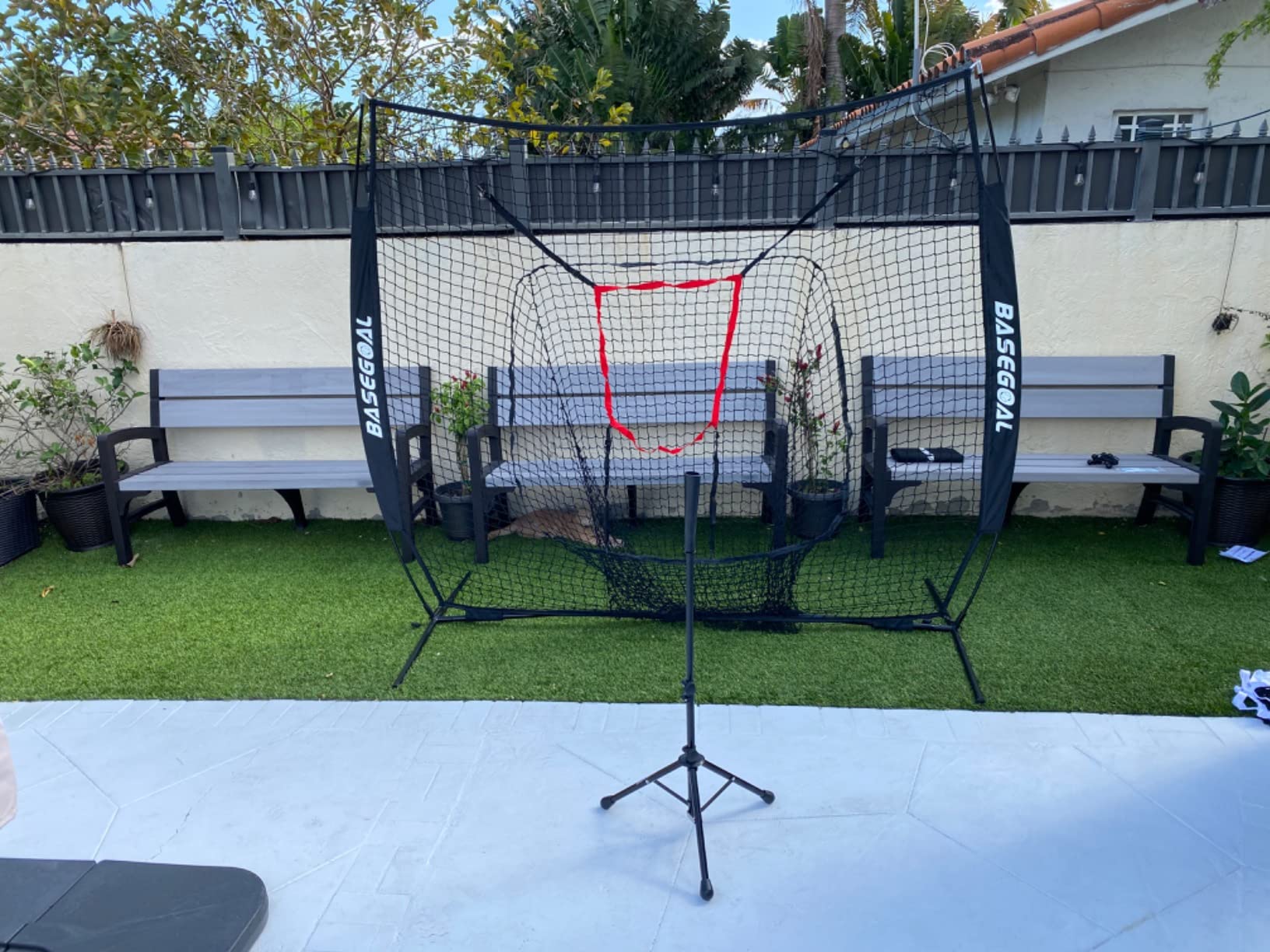 BaseGoal 7x7ft Baseball Practice Net with Batting Tee and Strike Zone customer photo 2