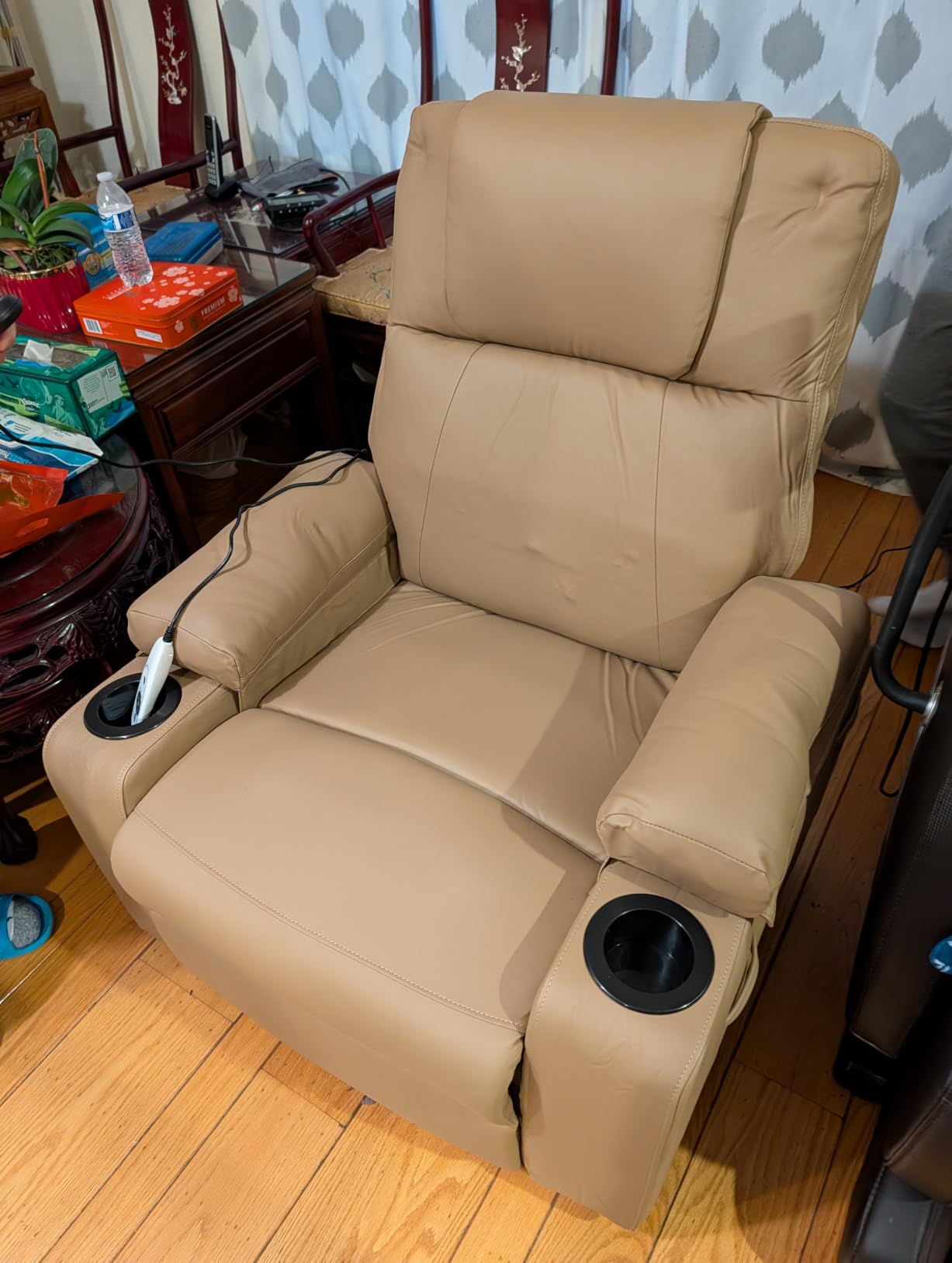 Leather Power Lift Recliner Chair for Elderly, with Massage & Heat | Electric Lifting Chair with Remote Stand Assist, Cup Holders, Reclining Sofa for Living Room, Bedroom, Small Spaces, Brown customer photo 2