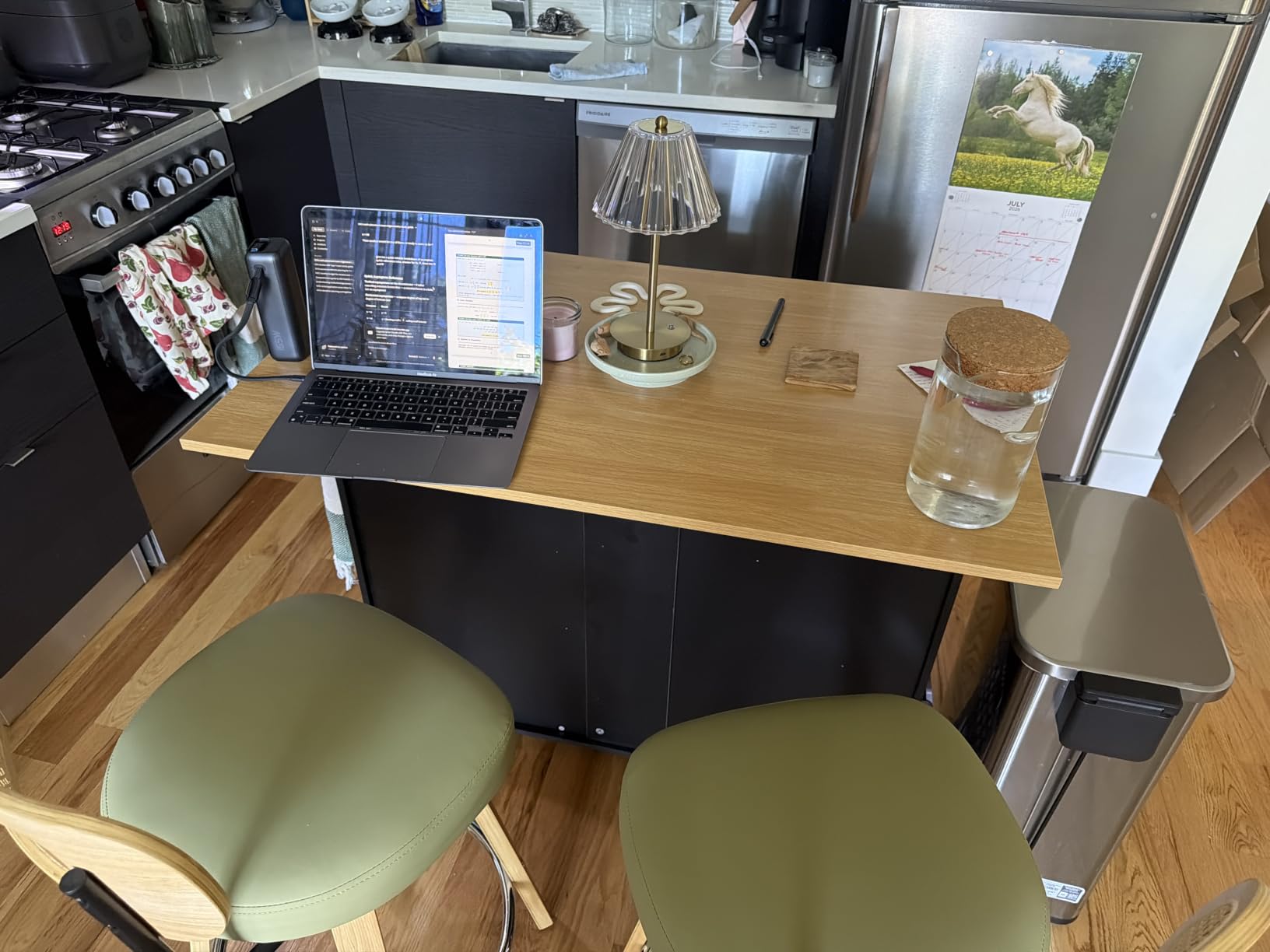 Shintenchi Kitchen Island with Folding Drop Leaf, Rolling Island Table with Storage, Kitchen Cabinet on Wheels with Seating Area for Kitchen, Bar Cart with Cabinet, Black customer photo 2
