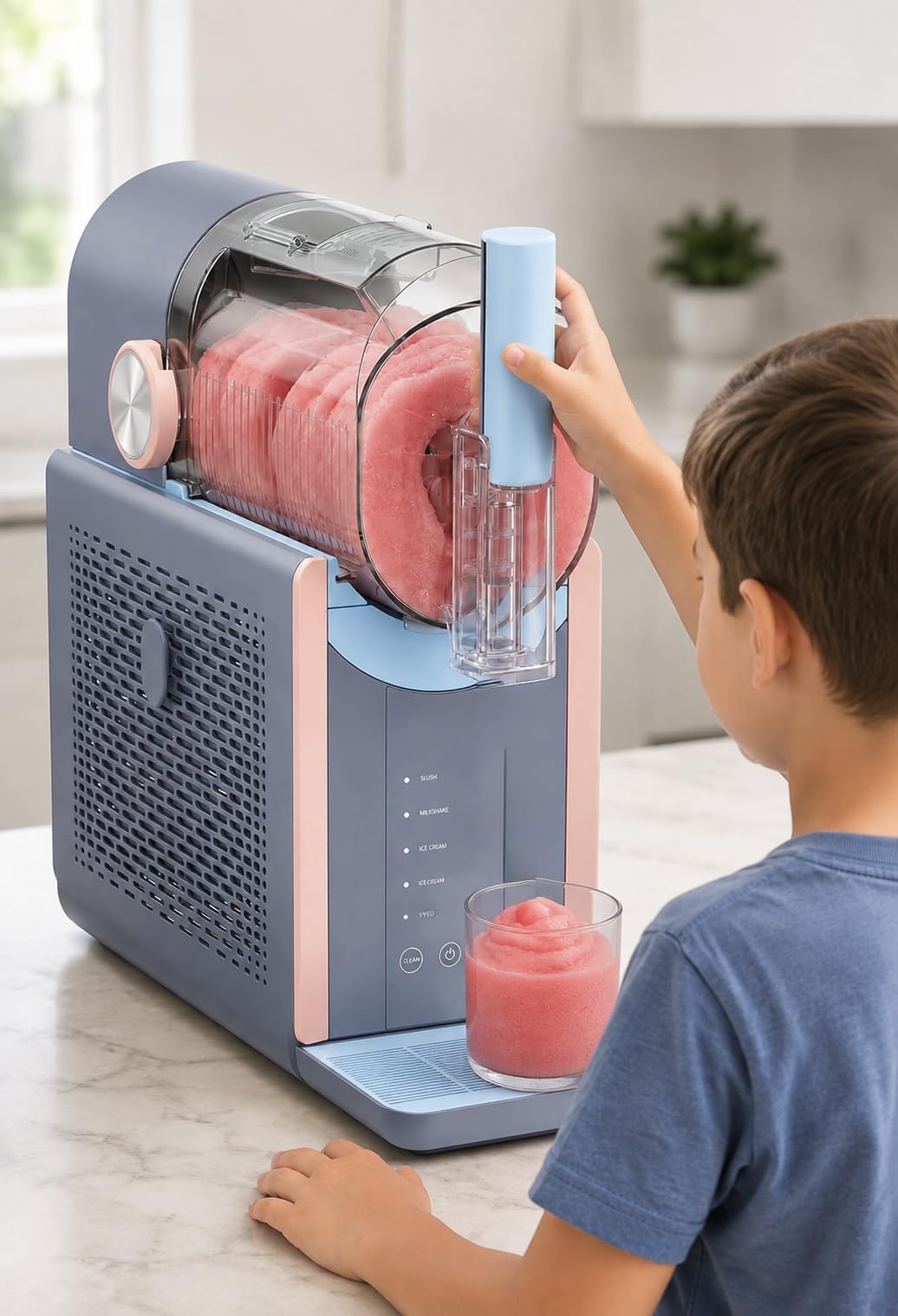Slushie Machine for Home, 66oz Smart Frozen Drink Maker, 5 Programs & Clean Mode, No-Ice-Needed Slushy Maker for Margaritas, Smoothies, Milkshakes, Cocktails, and Soft Serve Ice Cream (Peach) customer photo 1