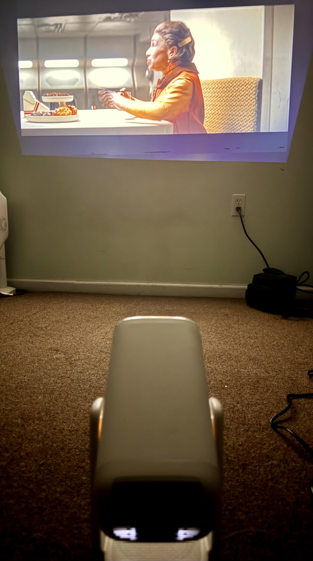 Aurzen Roku TV D1R air USB-C Powered Smart Portable Outdoor Projector White | Roku TV Built-in, WiFi & Bluetooth, Power Bank Supported, Native 1080P, Dolby Audio customer photo 2