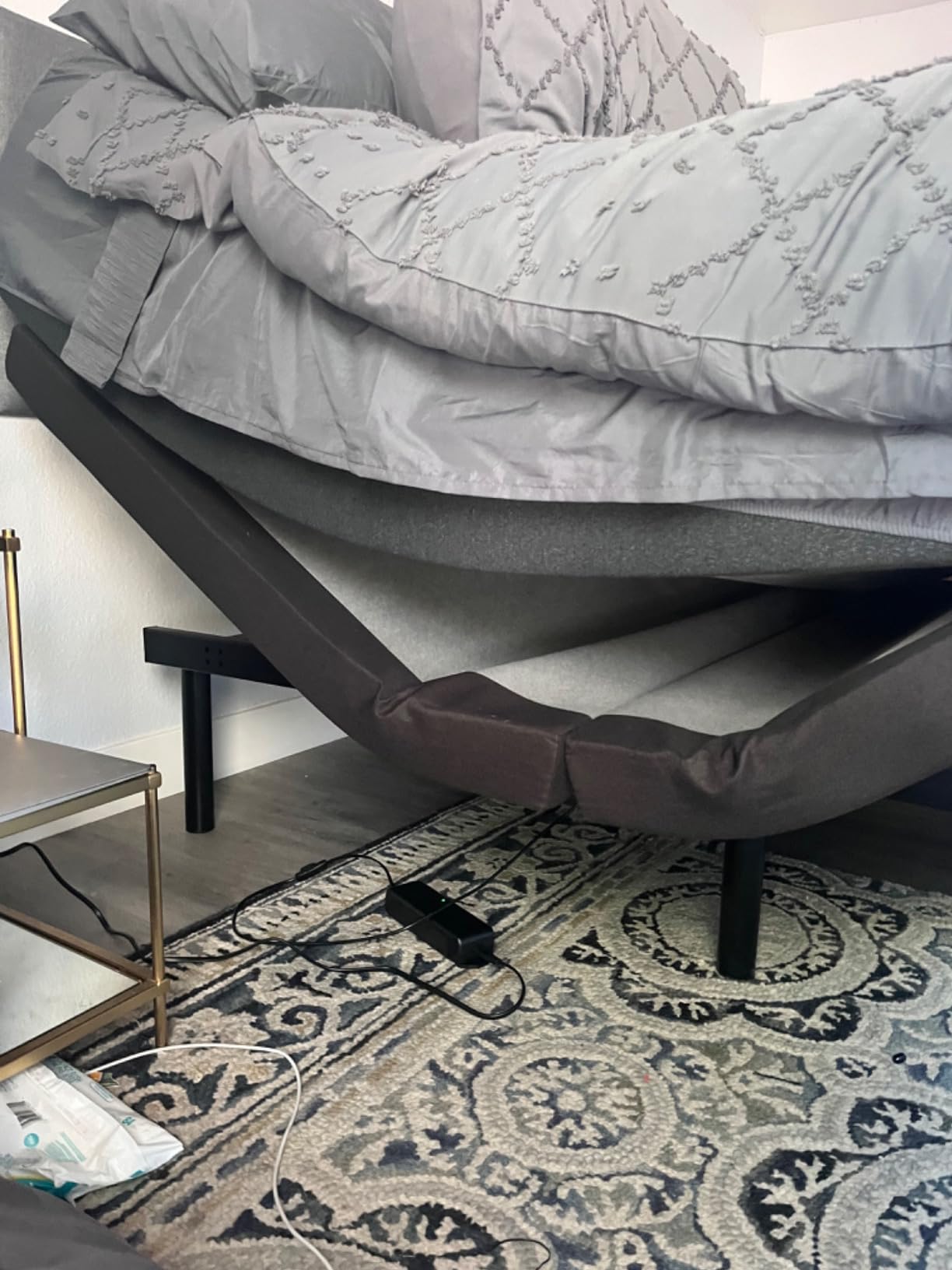 Nestl Queen Adjustable Bed Frame with Massage and Wireless Remote, Electric Base with Head and Foot Incline, Zero Gravity, USB Ports, Under Bed LED, No Box Spring Needed customer photo 1