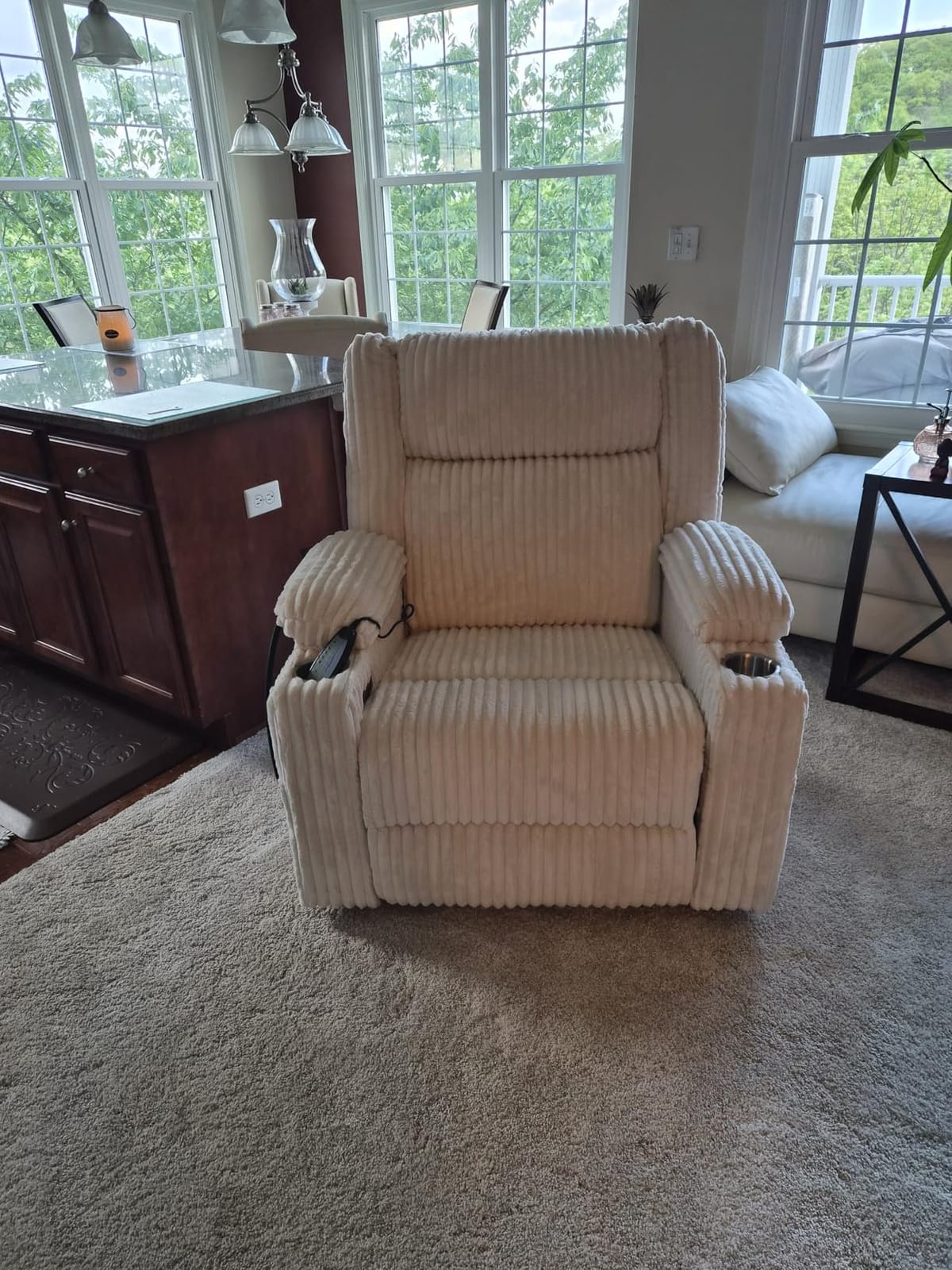 Power Recliner Chair with Massage and Heat, Oversized Swivel Rocker Recliner for Adults with Adjustable Headrest, Nursery Glider with Arm Storage and Cup Holder, Light Grey customer photo 1