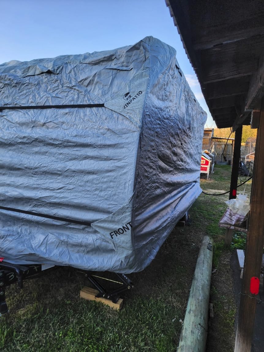 VINPATIO Class A RV Cover Fits 34'-37' RV: Extra Thick 7 Layers Top, Heavy Duty Waterproof Class A Motorhome Cover with 3 Extra Windproof Long Straps, Gutter Covers customer photo 2