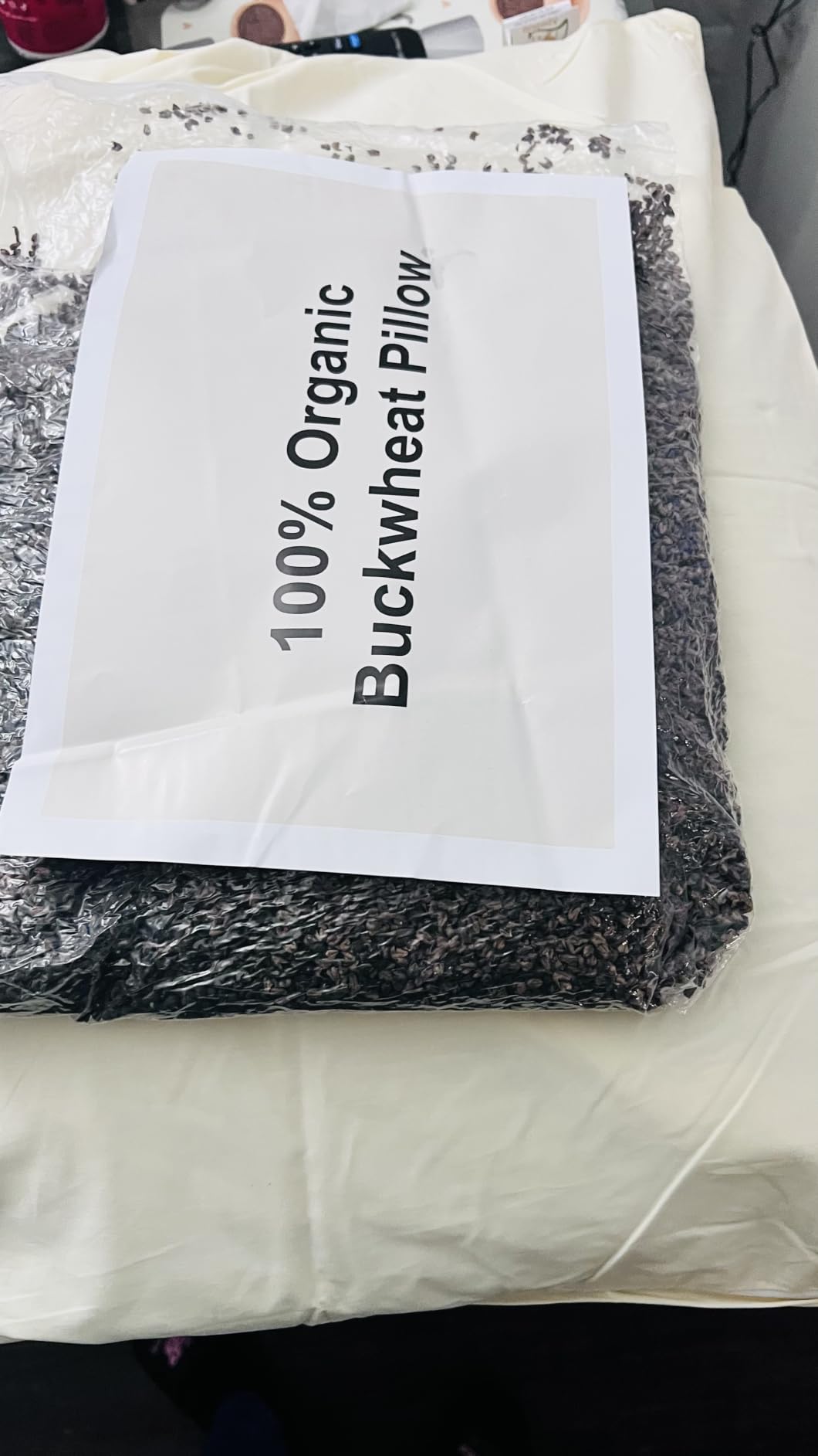 20x26 Large Organic Buckwheat Pillow with Extra Cotton Pillowcase and Tartary Buckwheat Hulls, Adjust Height and Firmness, Firm Neck Support Pillow for Back and Side Sleepers, Cooling customer photo 2