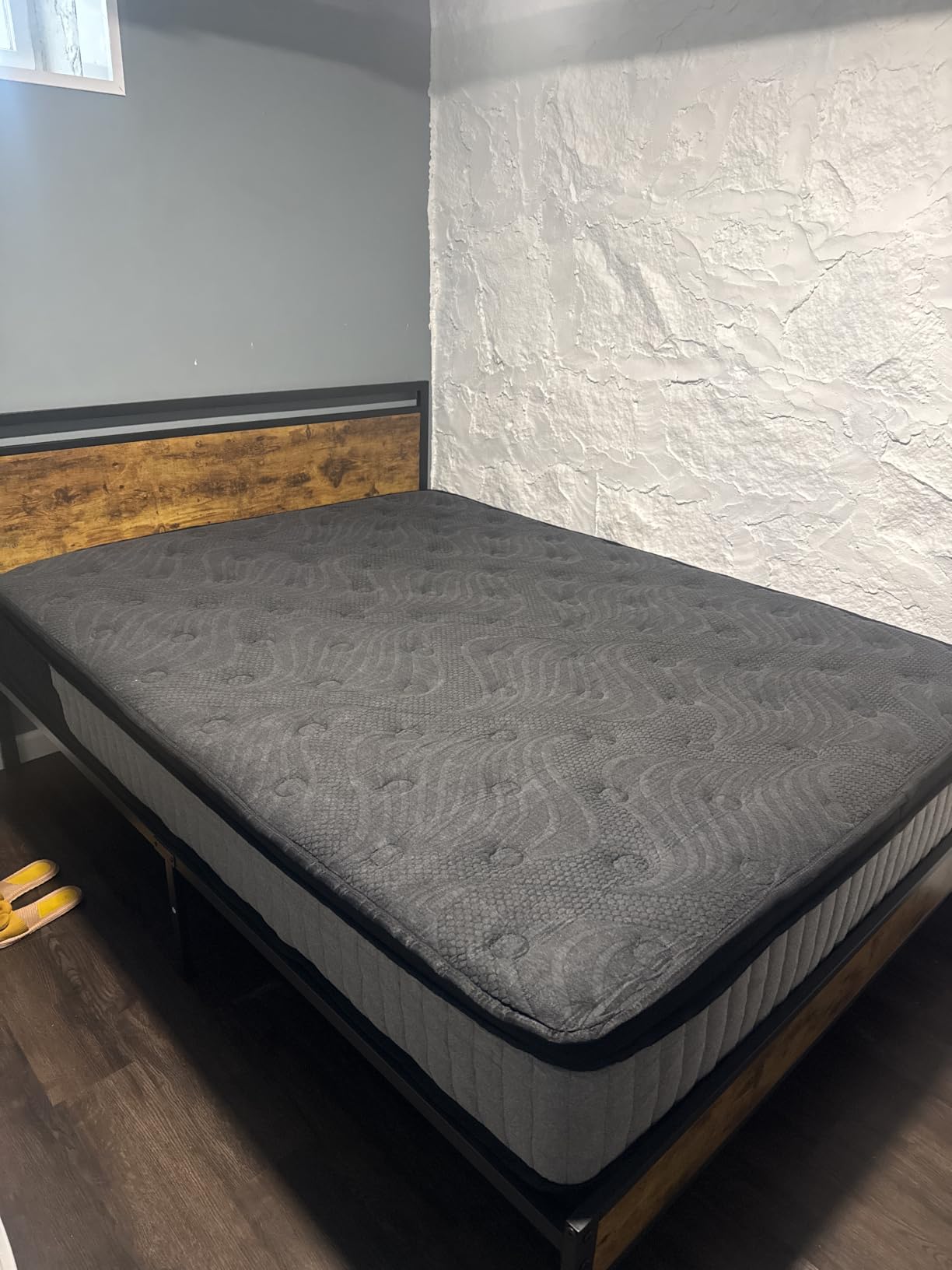 Queen Size 14 Inch Hybrid Mattress in a Box, Medium Firm Black and Gray Fabric Cover with Pocket Spring and Memory Foam - Breathable Supportive Cool Sleep for Back Side Stomach Sleepers customer photo 2