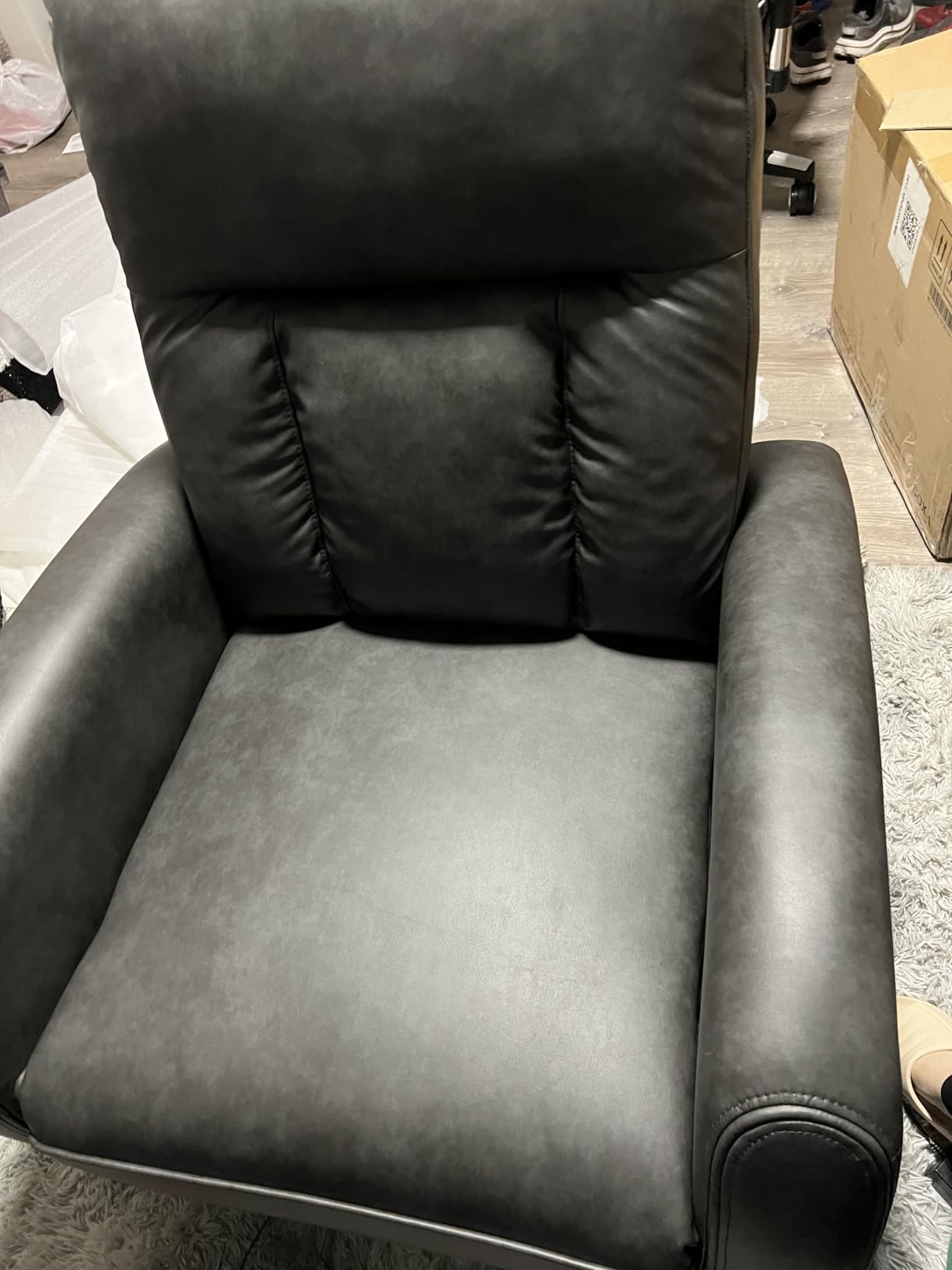 KISLOT Wall Hugger Power Recliner Chair with USB & Type-C Ports Faux Leather Recliner 135 Degree Reclining Small Space Electric Sofa for RV Living Room Bedroom customer photo 1