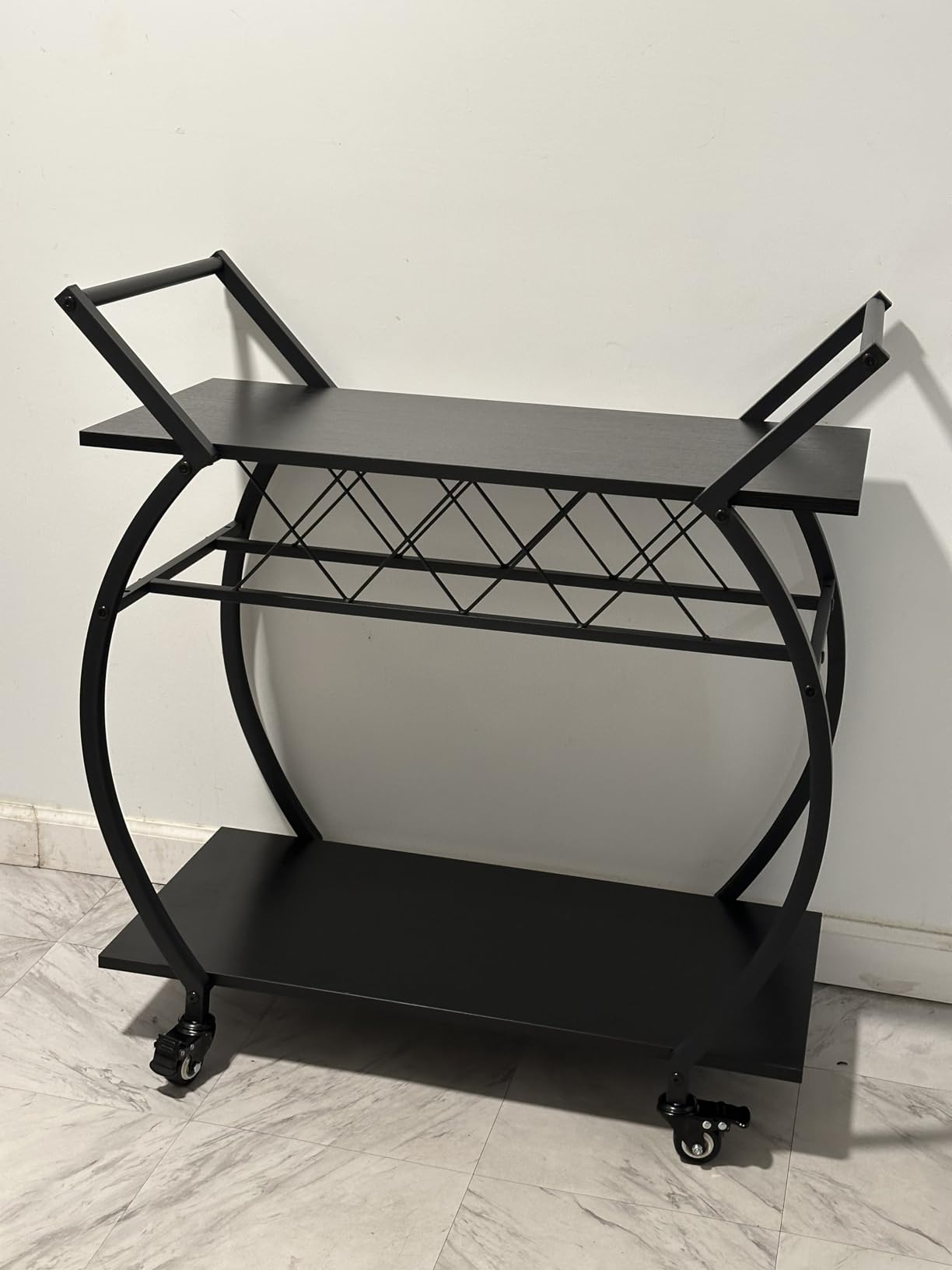 LVB Gold Bar Cart with Wheels, Modern White Marble Home Bar Serving Cart customer photo 1