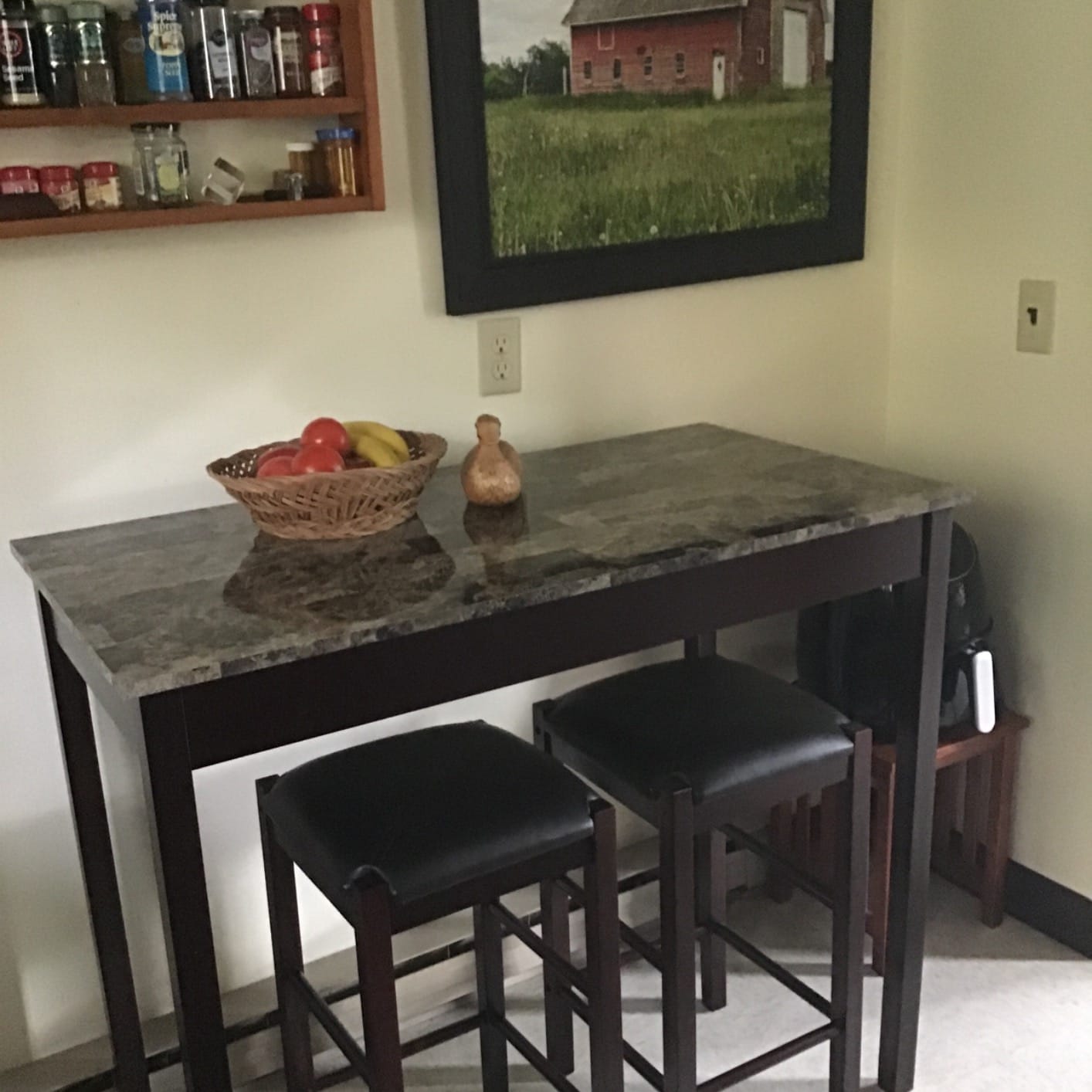Linon Brown 3-Piece Table Faux Marble Tavern Set, 42