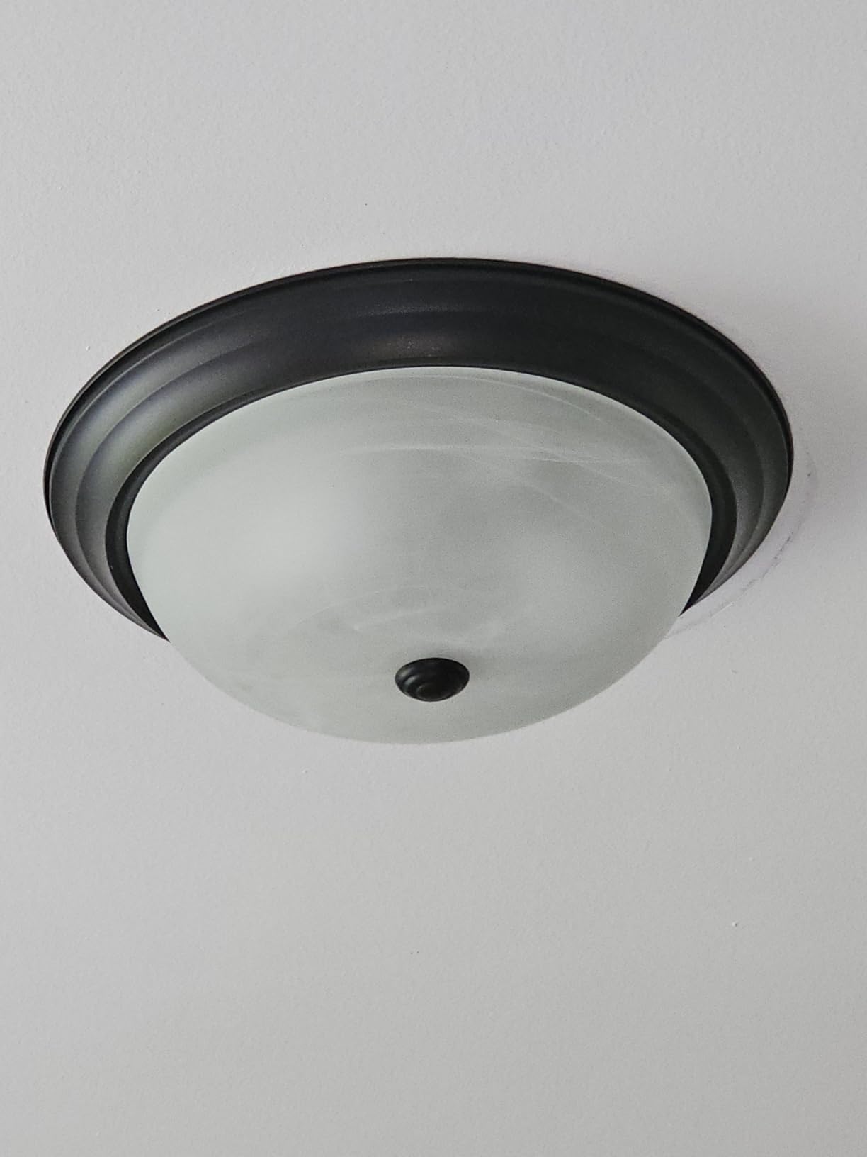 DESIGNERS FOUNTAIN Reedley 3-Lights Flush Mount Ceiling Light, 15 Inch Lighting Fixture for Kitchen, Bedroom, Bathroom, and Hallway, White Alabaster Glass, Oil Rubbed Bronze, 1257L-ORB-AL customer photo 2