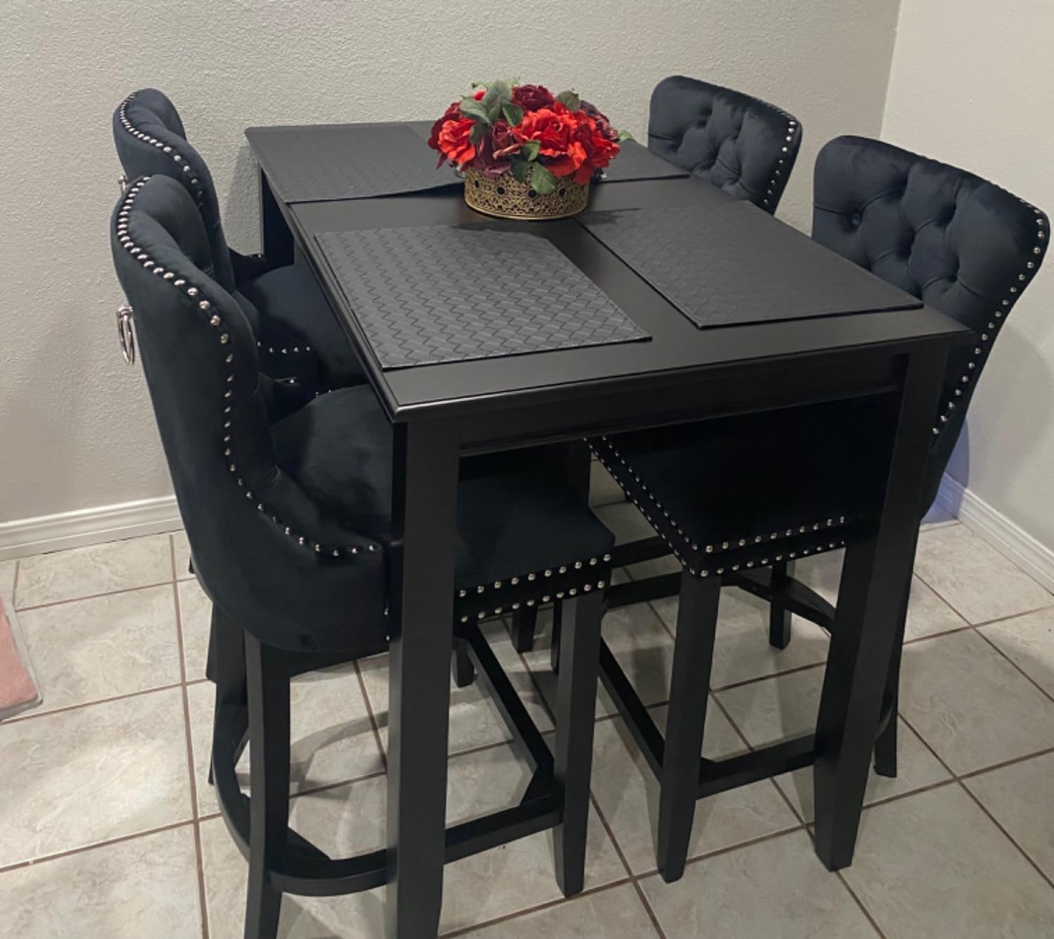 East West Furniture BUT-BLK-T Buckland Rectangle Counter Height Table for Small Spaces, 30x48 Inch, Black customer photo 2