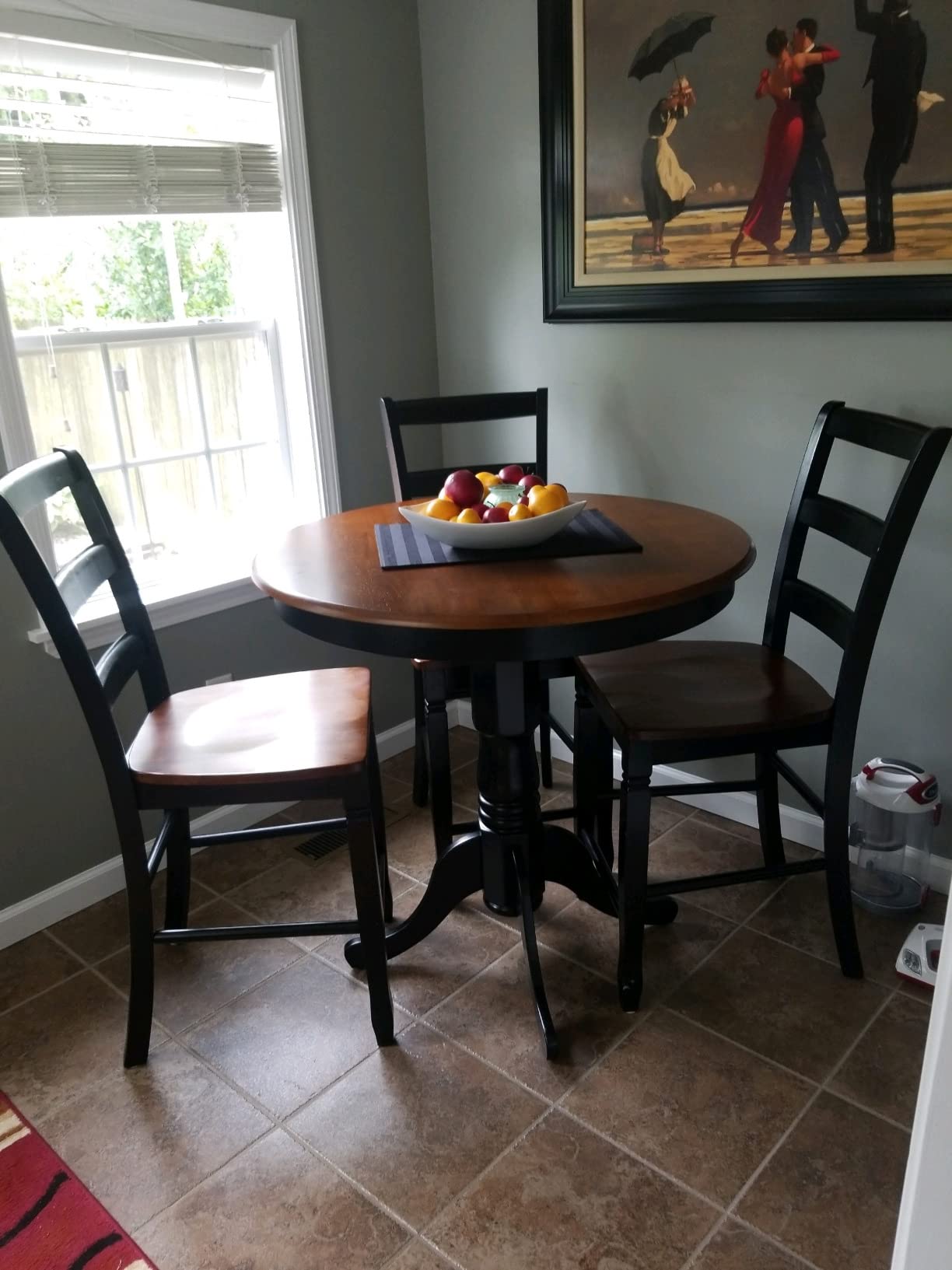 East West Furniture JAT-BLK-TP Jackson Counter Height Table - a Round Dining Table Top with Pedestal Base, 36x36 Inch, Black & Cherry customer photo 2