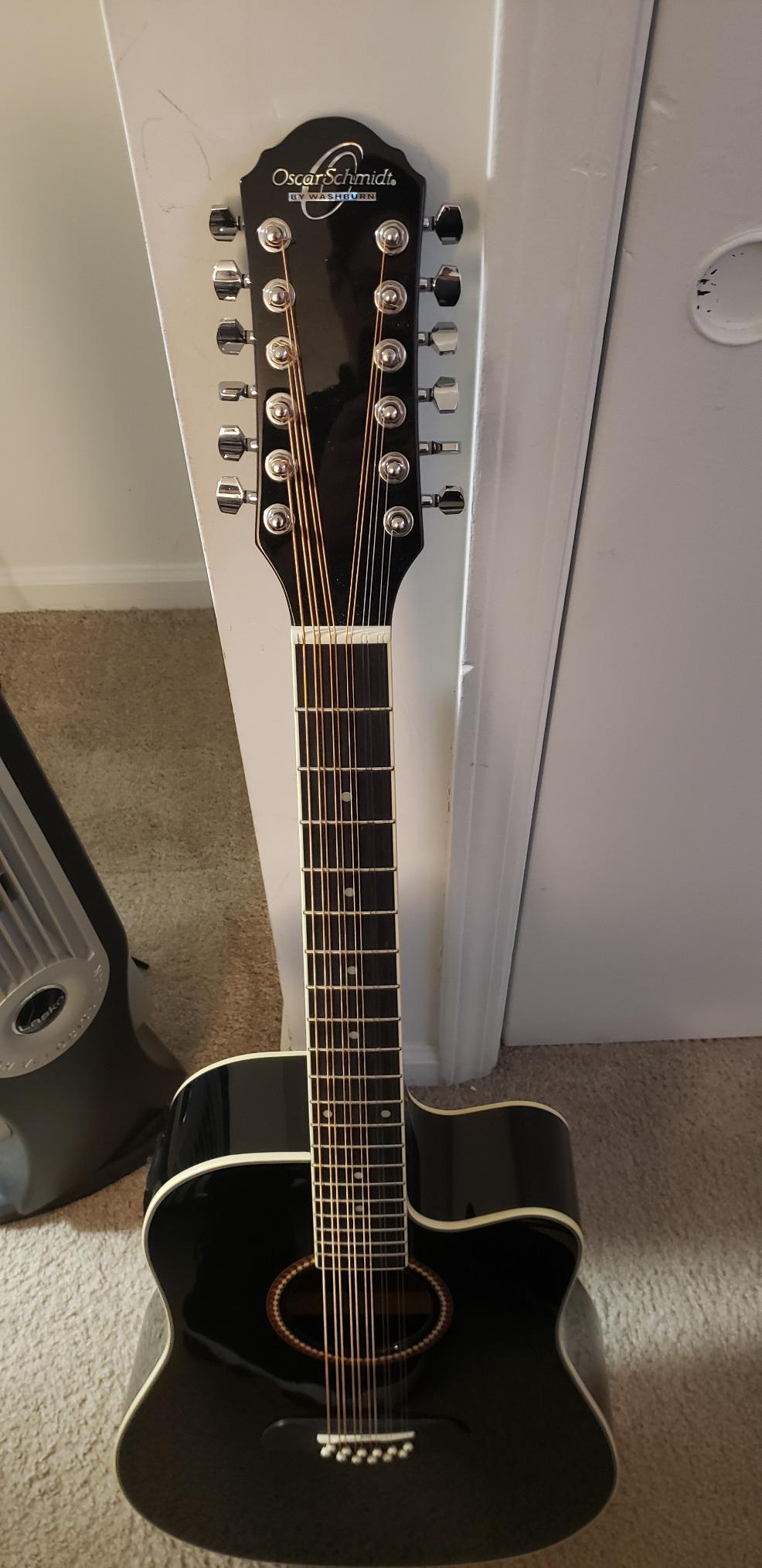 Oscar Schmidt OD312CEB-A Dreadnought (12 String) Cutaway Acoustic Electric Guitar. Black customer photo 2