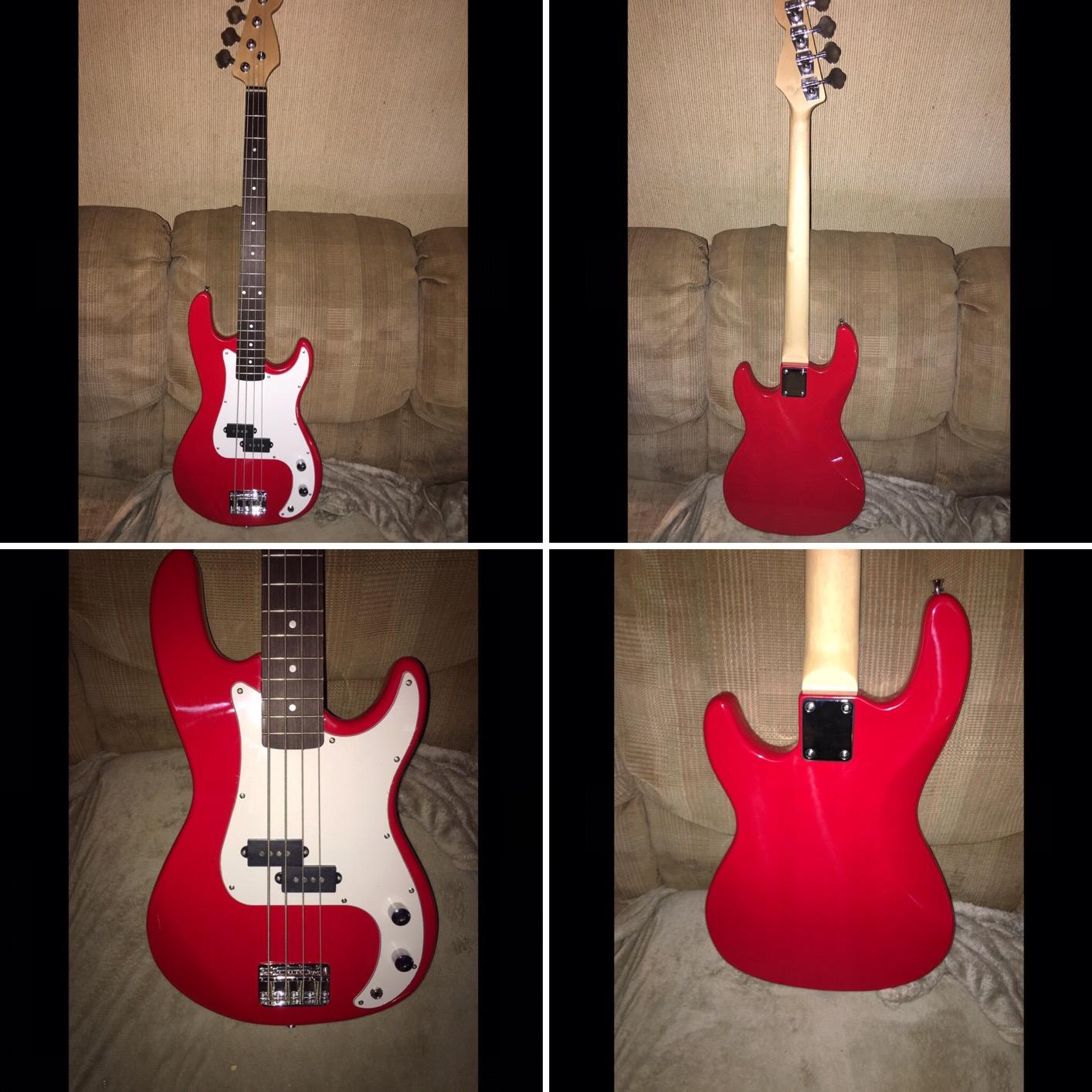 Glarry Electric Bass Guitar Full Size 4 String Rosewood Basswood Fire Style Exquisite Burning Bass (Red) customer photo 1