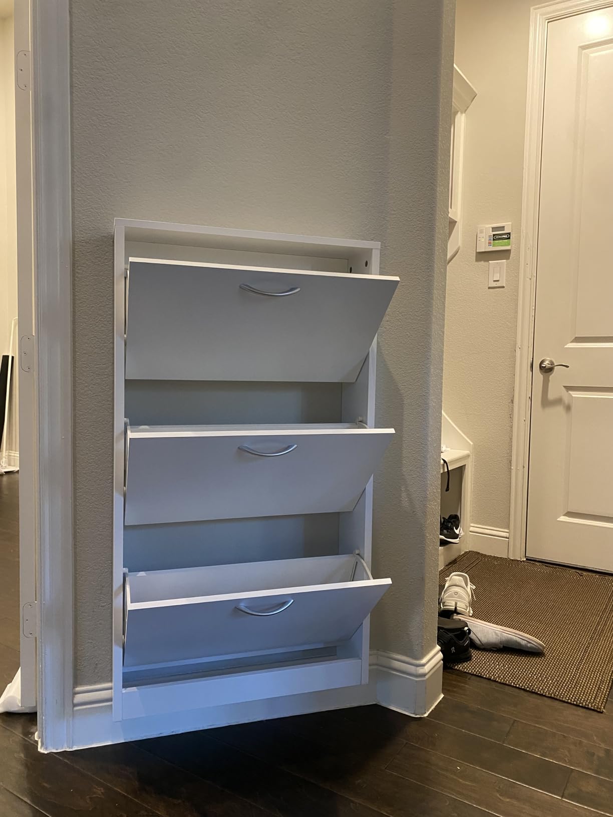 HOPUBUY Shoe Cabinet for Entryway, Narrow Shoe Storage with 3 Flip Drawers customer photo 2