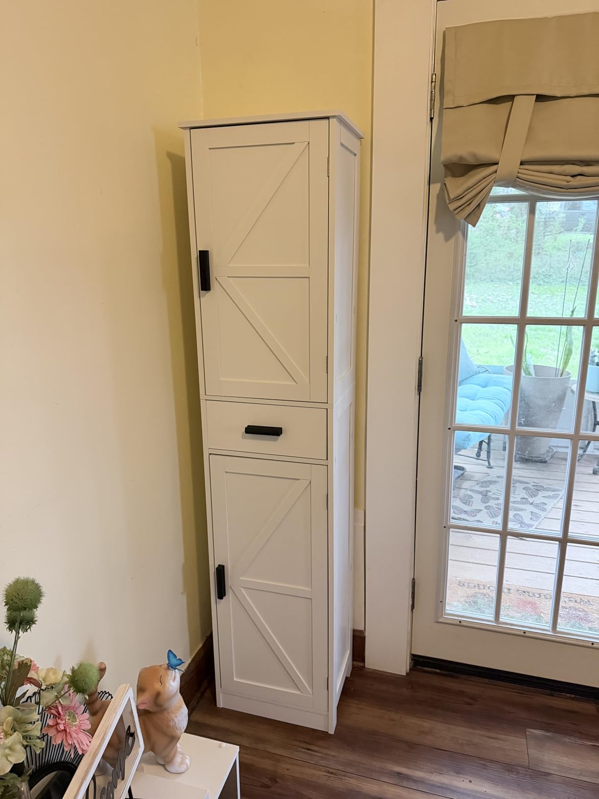 TEENFON Tall Bathroom Cabinet, Storage Cabinet with 6 Shelves & Drawer customer photo 2