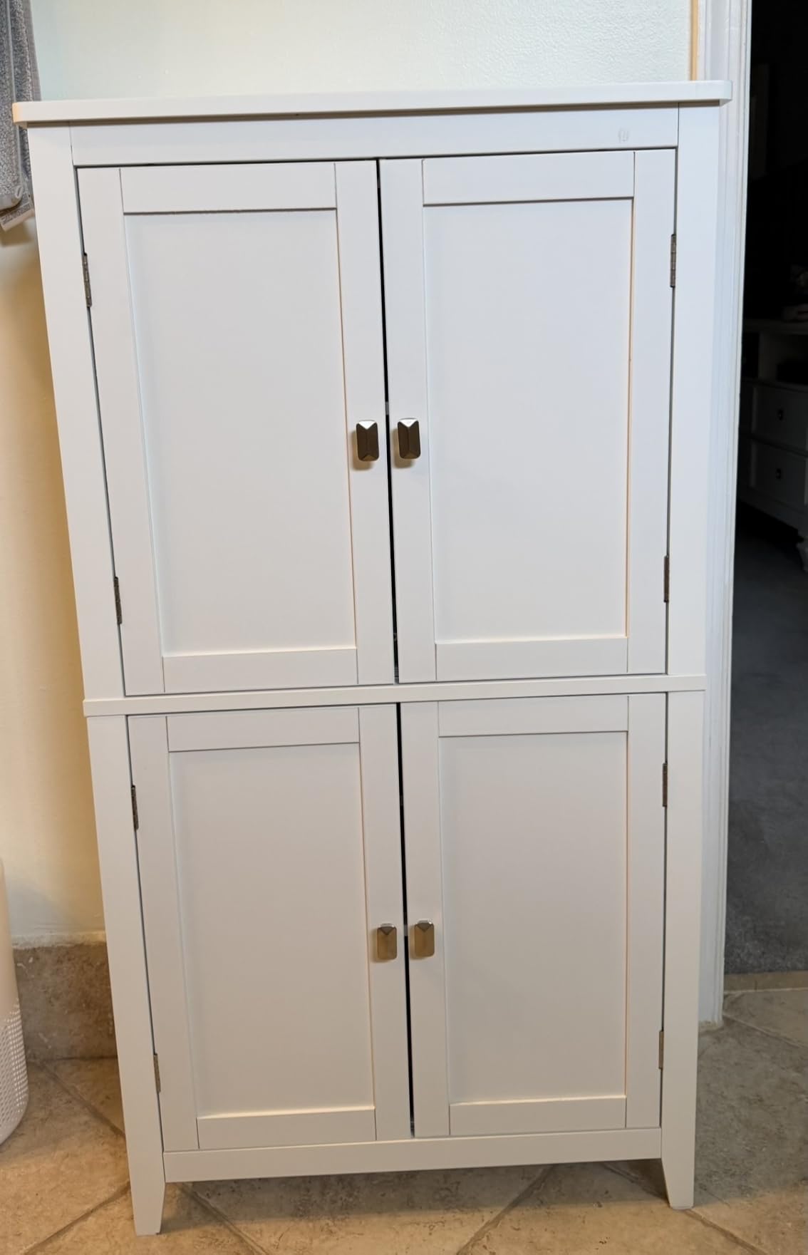 VASAGLE Bathroom Floor Storage Cabinet with 4 Doors, Cloud White customer photo 2