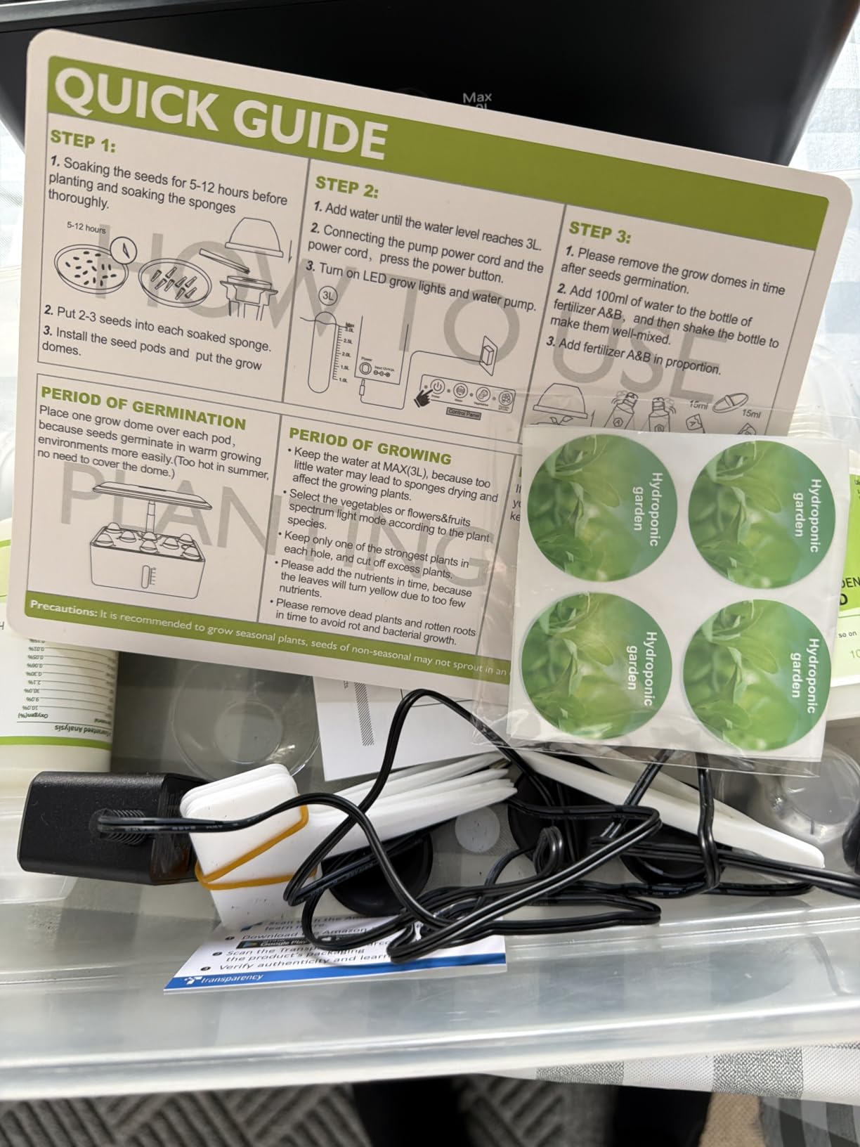 URUQ 8 Pods Hydroponics Growing System with LED Grow Light - White customer photo 2