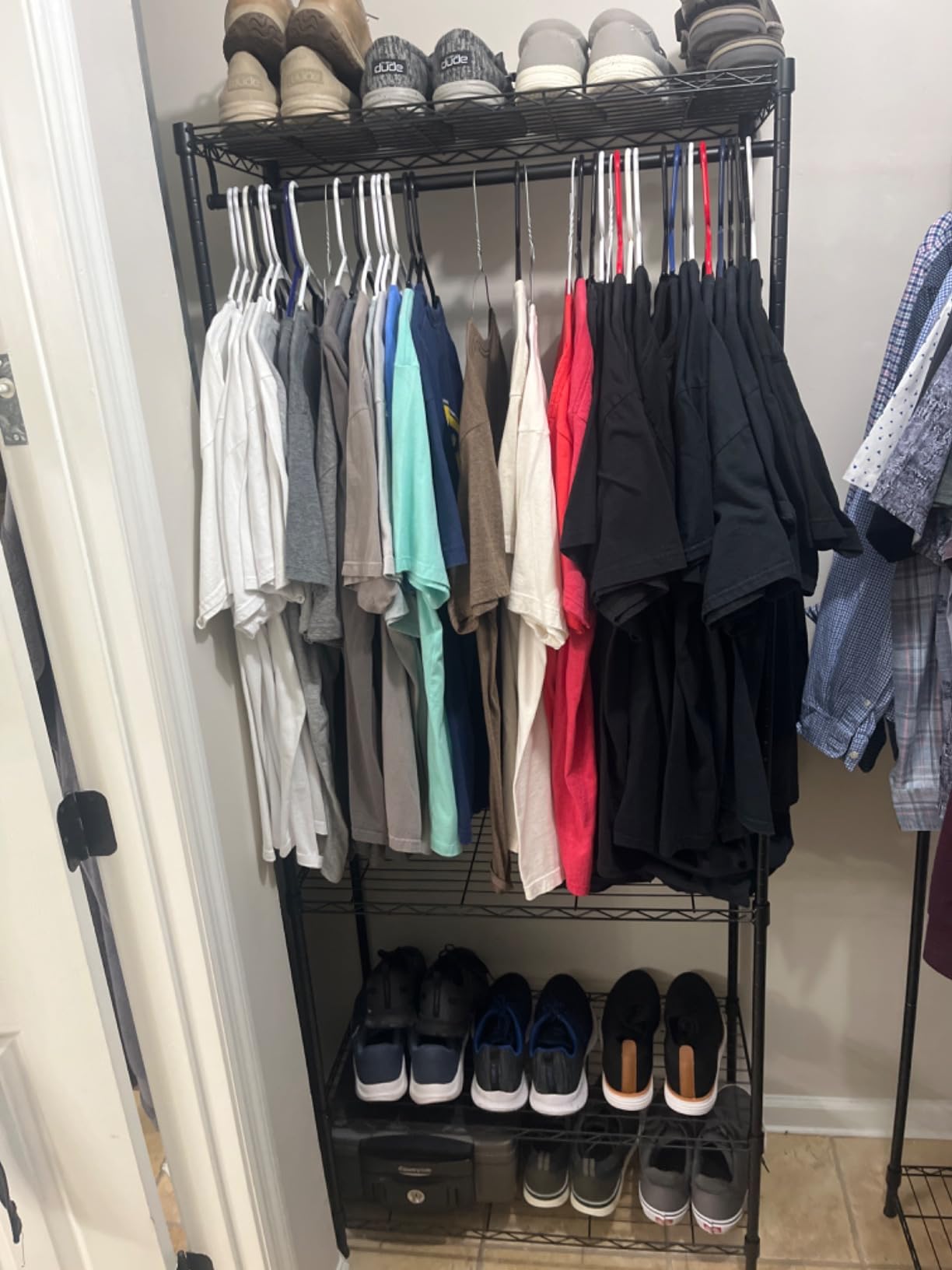 Ulif H2 Heavy Duty Clothes Rack, Freestanding 4 Tiers Garment Rack for Hanging Clothes with Shelves and Hangers, Closet Organizers and Storage Metal Closet Wardrobe System, Max Load 500 LBS, Black customer photo 1