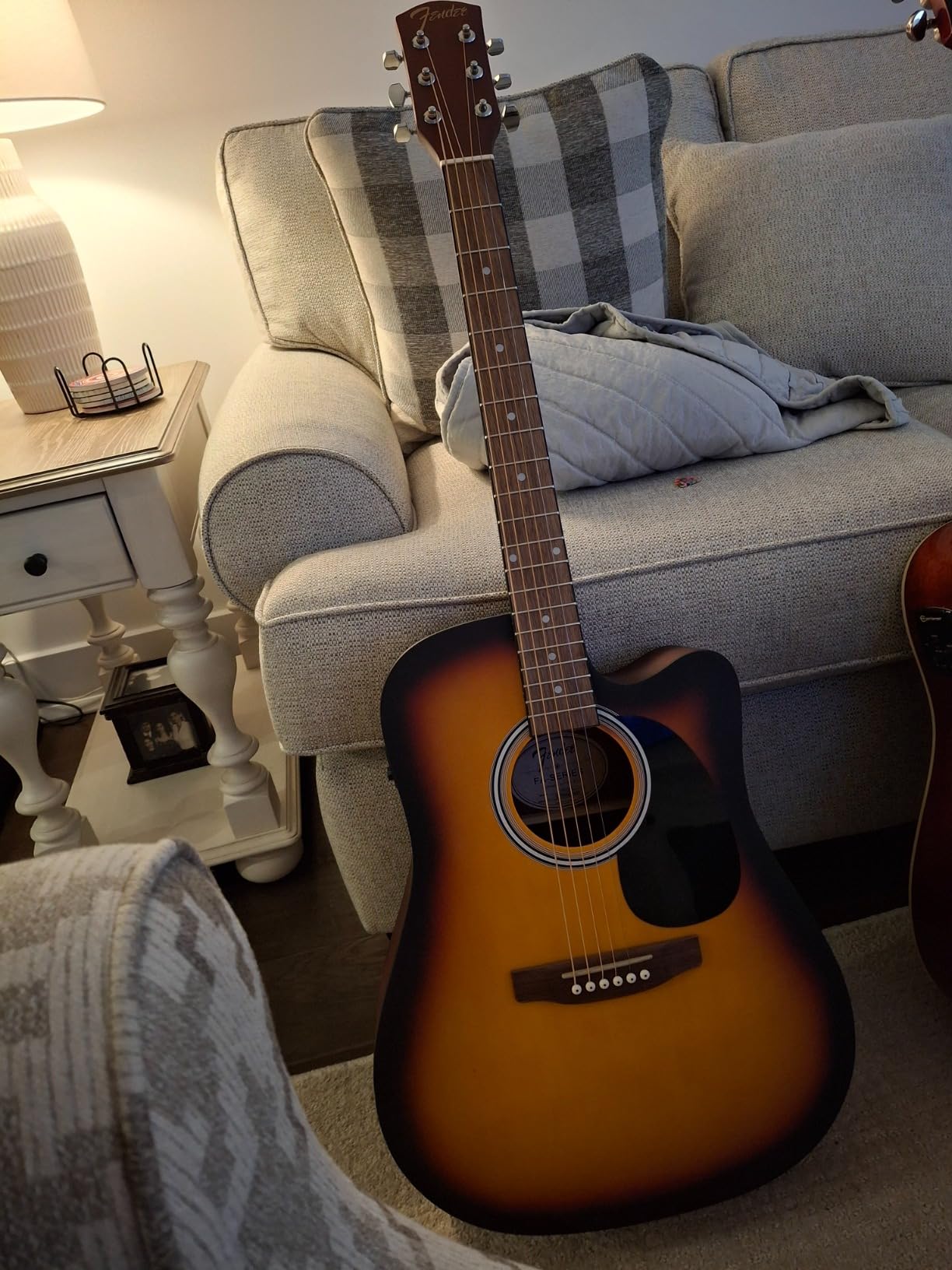 Fender FA-25CE Dreadnought Acoustic Electric Guitar, Beginner Guitar, with 2-Year Warranty, Includes Built-in Tuner and On-Board Volume and Tone Controls, Comes with Free Lessons, Natural customer photo 1