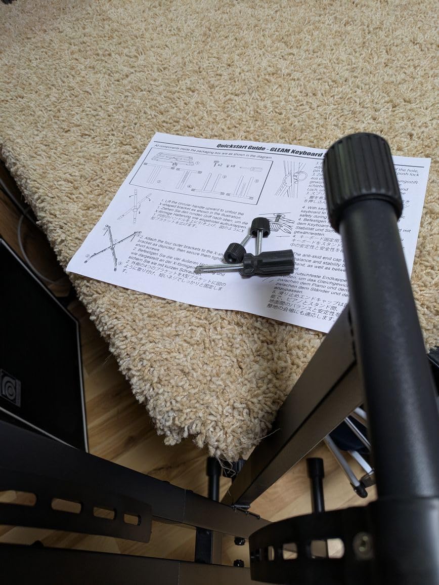 GLEAM Keyboard Stand, Iron Digital Piano Stand with Locking Straps - Heavy Duty, Double X Style, Fits 54-88 Key Electric Pianos, DJ, Turntables, Synths and Midi Keyboards. Load Capacity 100LB customer photo 1