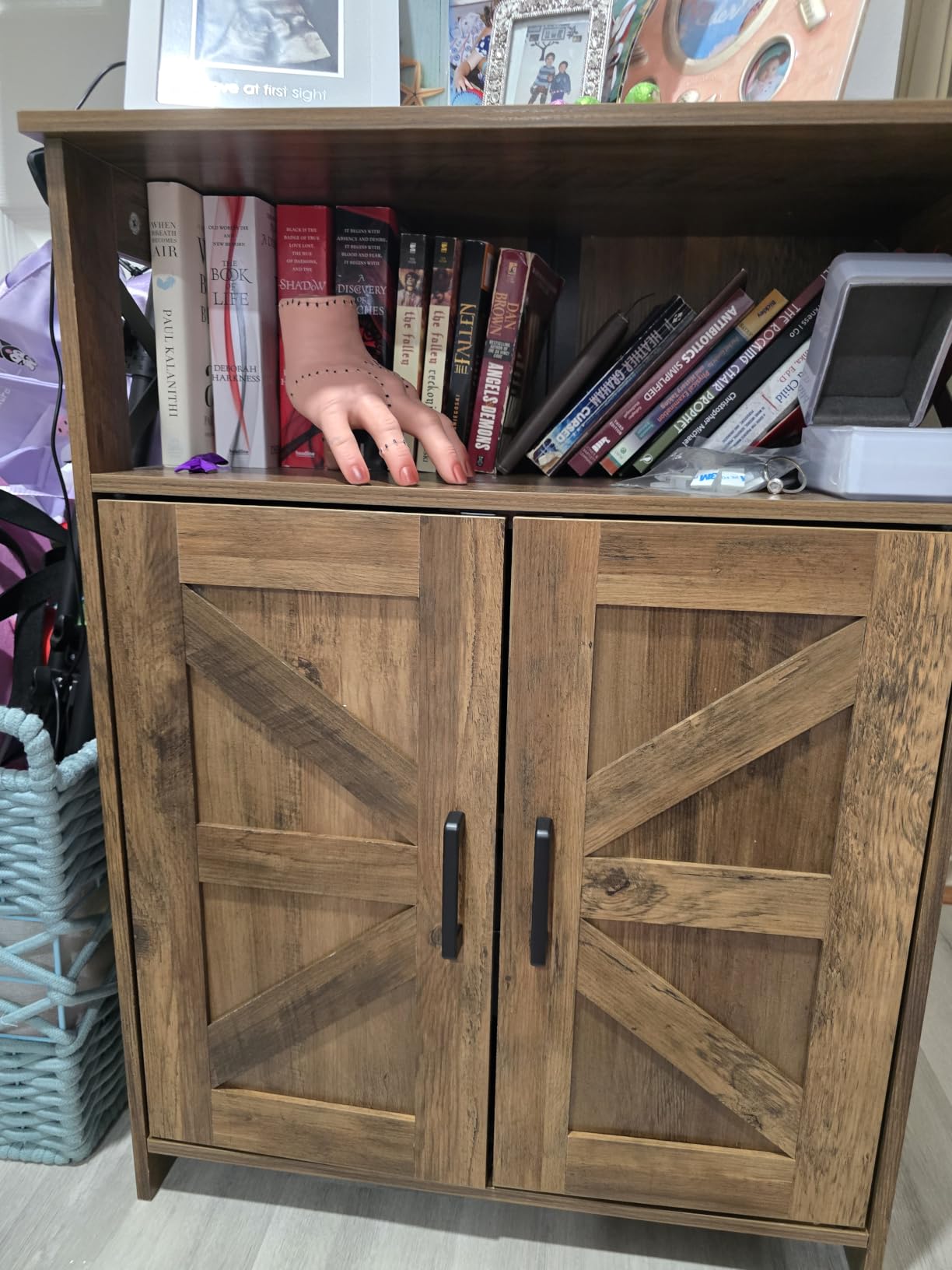 Homhedy Farmhouse Bathroom Storage Cabinet with Doors, Small Floor Cabinet customer photo 1