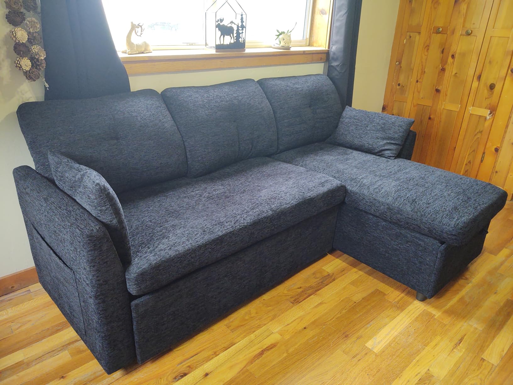 Huatean Home Sleeper Sofa Couch, Sectional Sofa Bed, Black customer photo 2