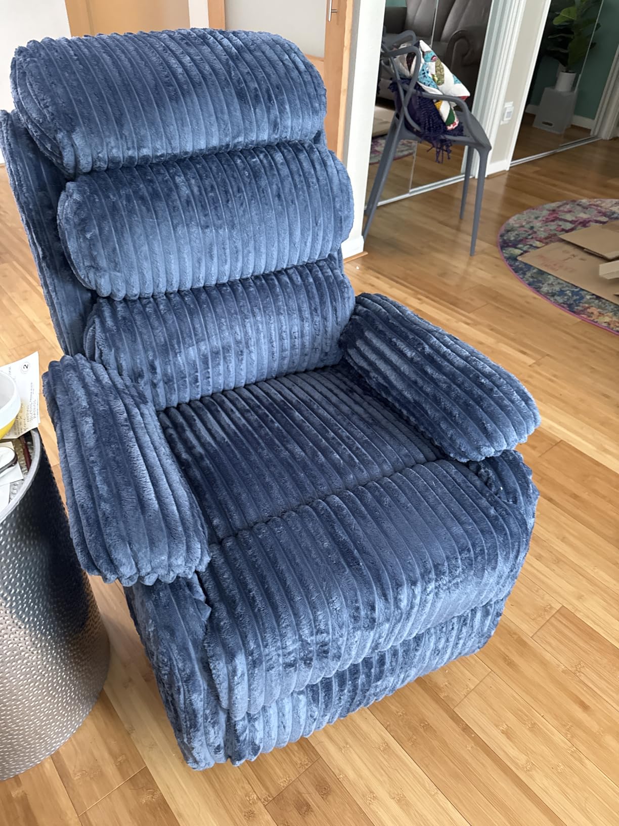 Premium Velvet 360° Swivel Rocker Recliner with Extended Footrest - High Back Glider Chair for Nursery, Living Room & Small Spaces, Featuring Padded Armrests and Handy Side Pocket, Grey customer photo 1